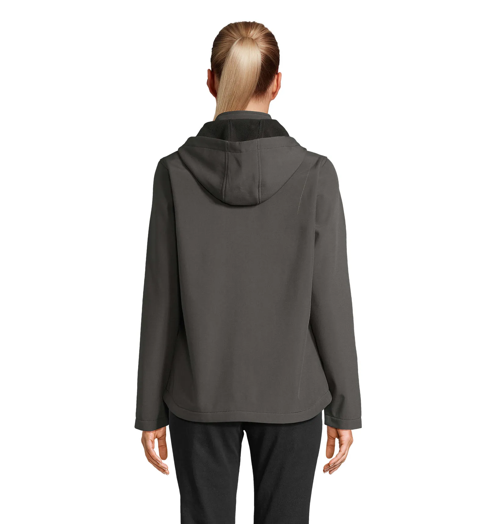Softshell SOL'S Race Hooded Women, Charcoal grey, su modello, retro