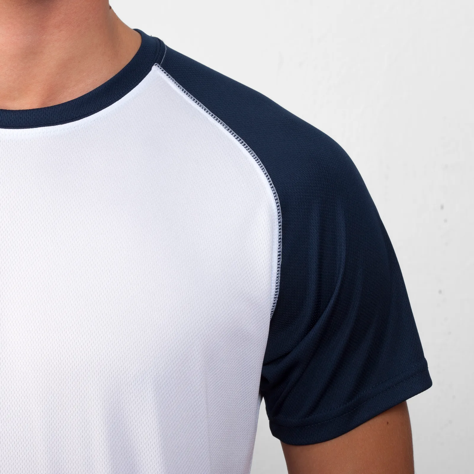 T-shirt tecnica Roly Indianapolis, Bianco/Blu Marino