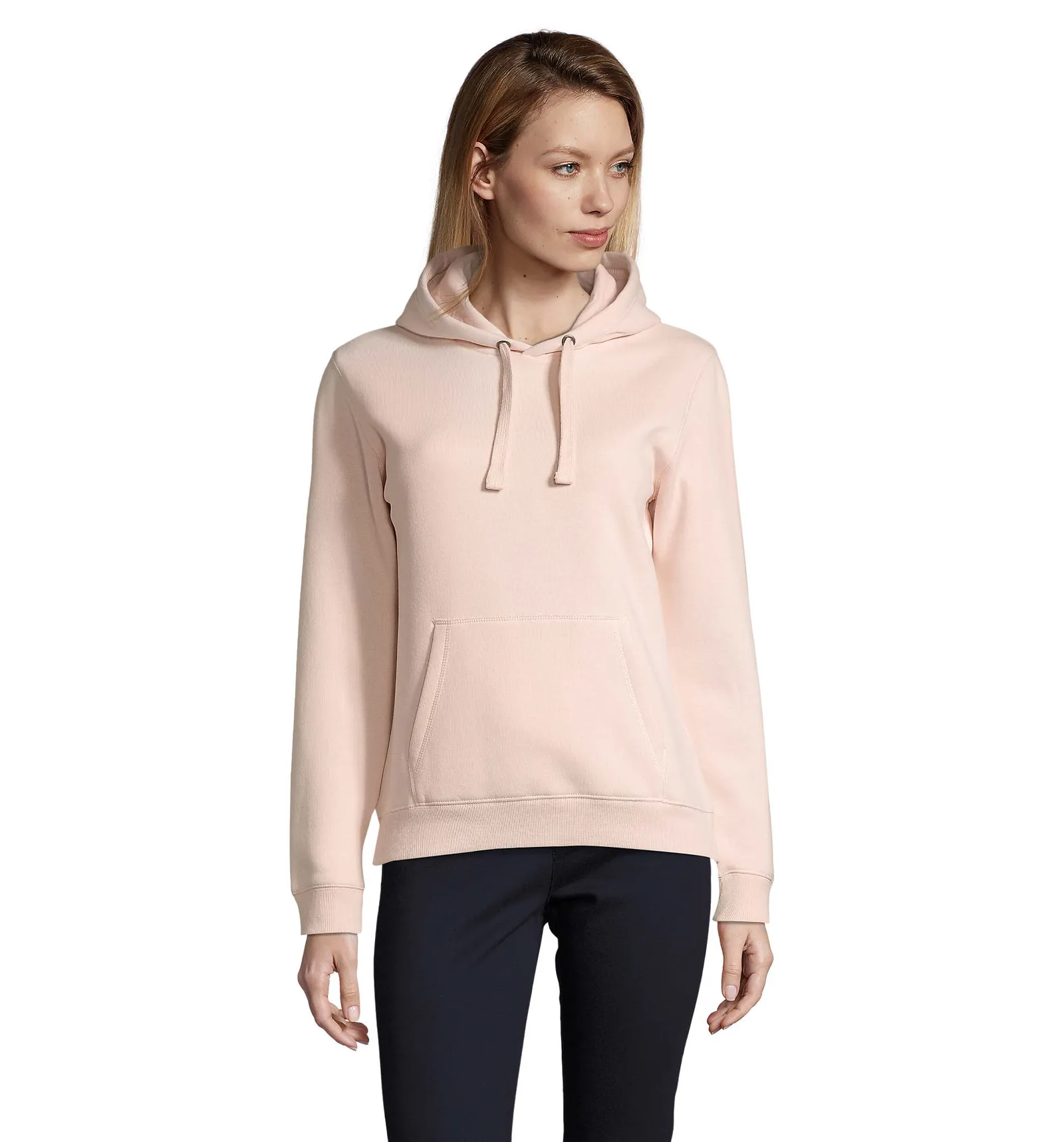 Felpa con cappuccio SOL'S Spencer Women, Creamy pink, su modello, fronte