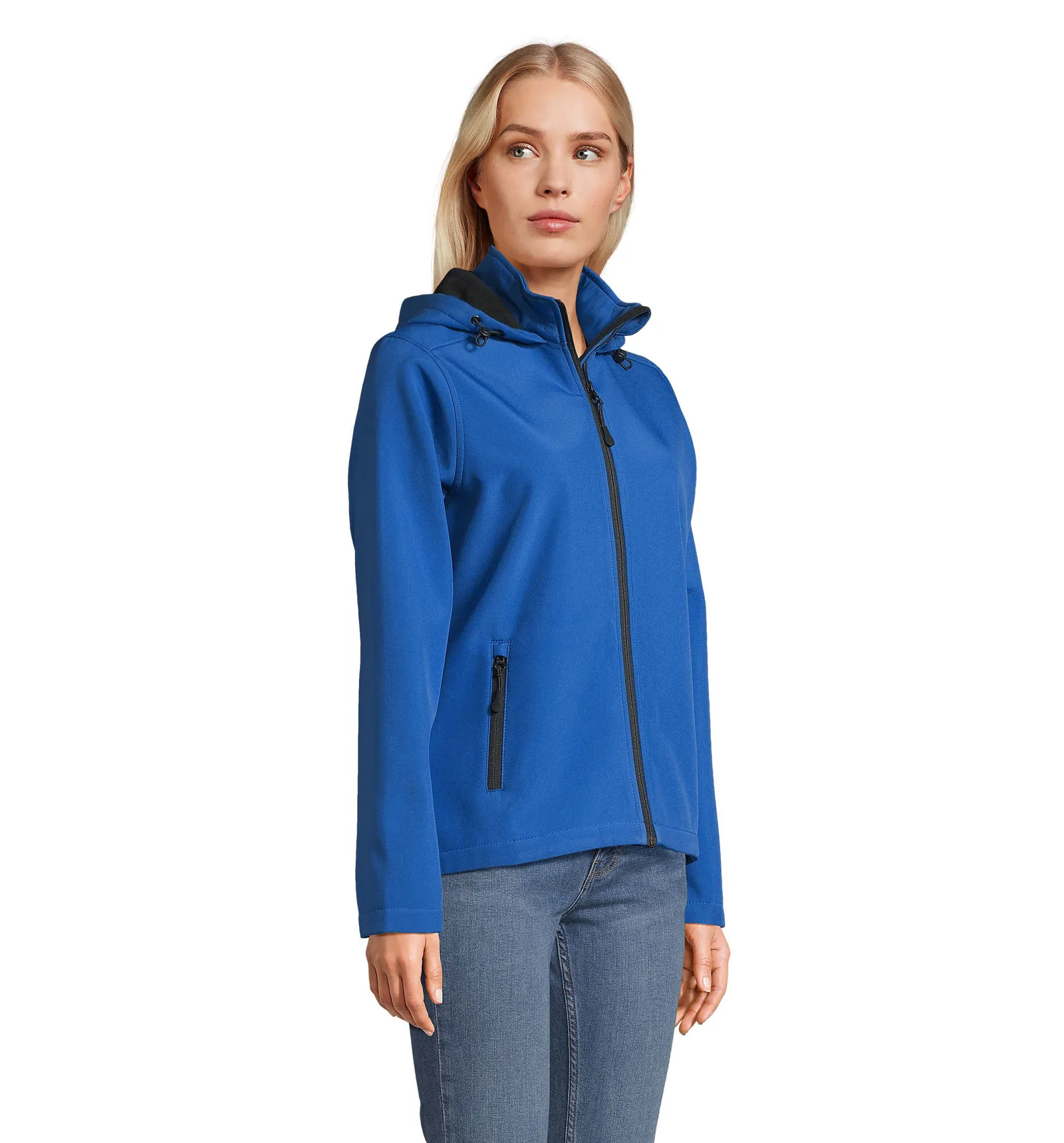 Softshell SOL'S Race Hooded Women, Royal blue, su modello, lato