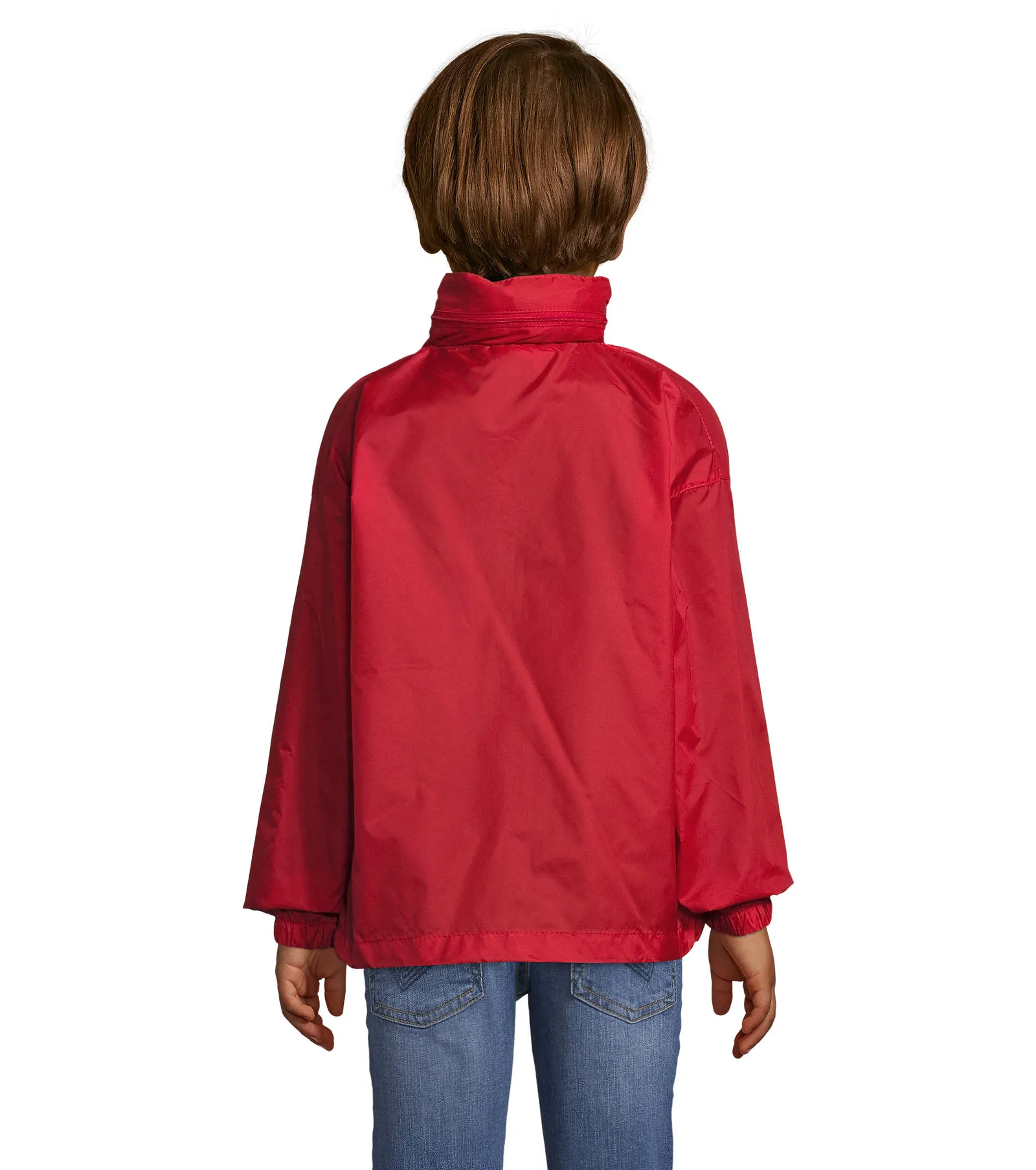 Giacca antivento SOL'S Surf Kids, Red, su modello, retro