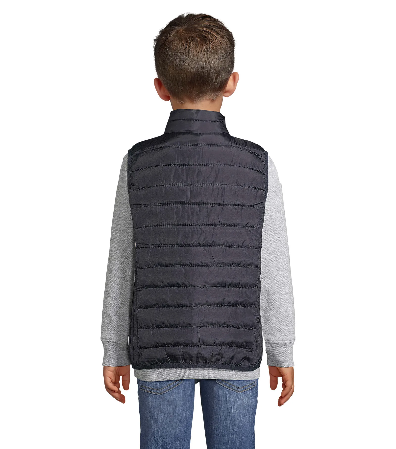 Gilet SOL'S Stream BW Kids, French navy, su modello, retro