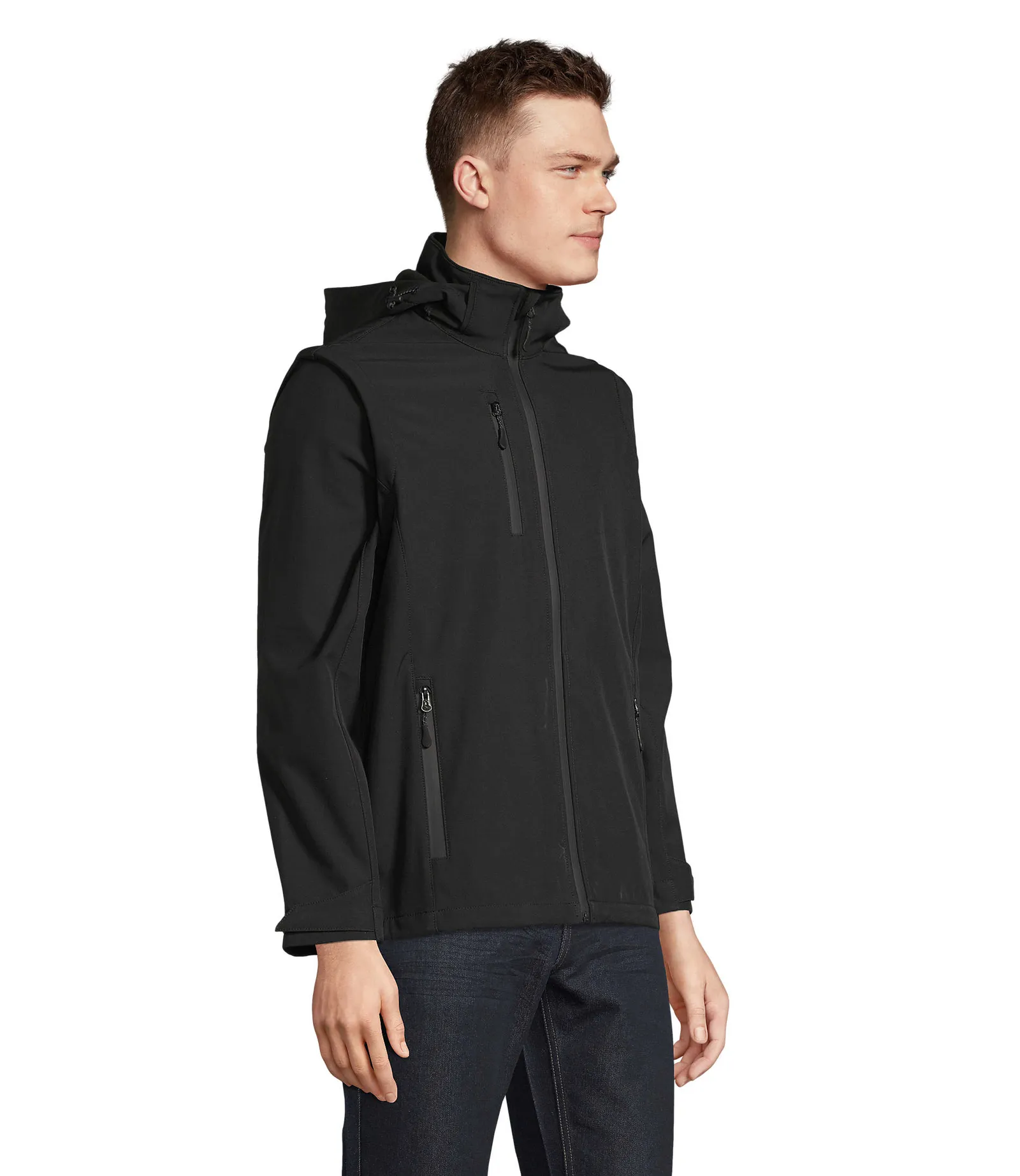 Softshell SOL'S Falcon 3in1, Black, su modello, retro