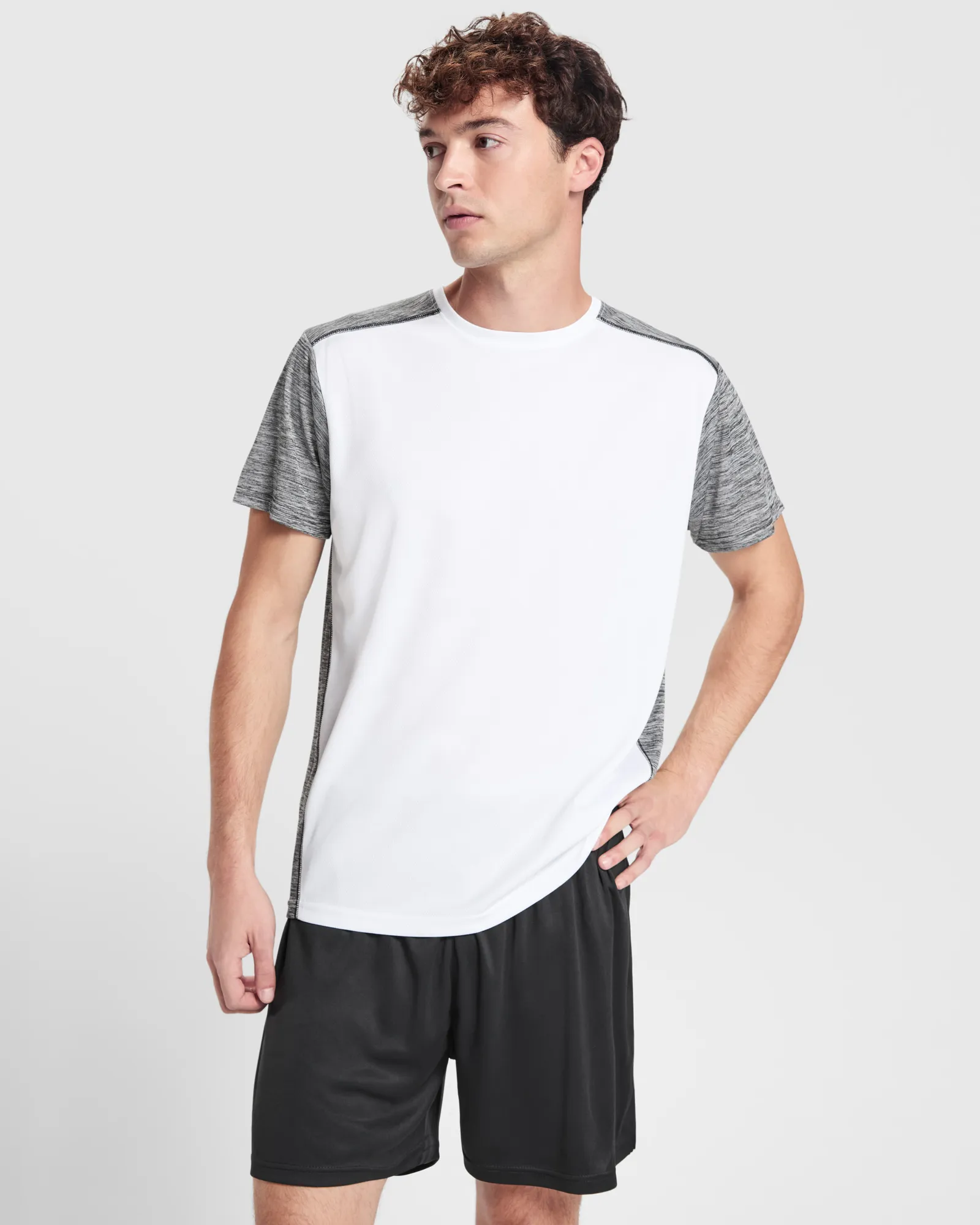 T-shirt tecnica Roly Zolder, Bianco/Nero Vigorè