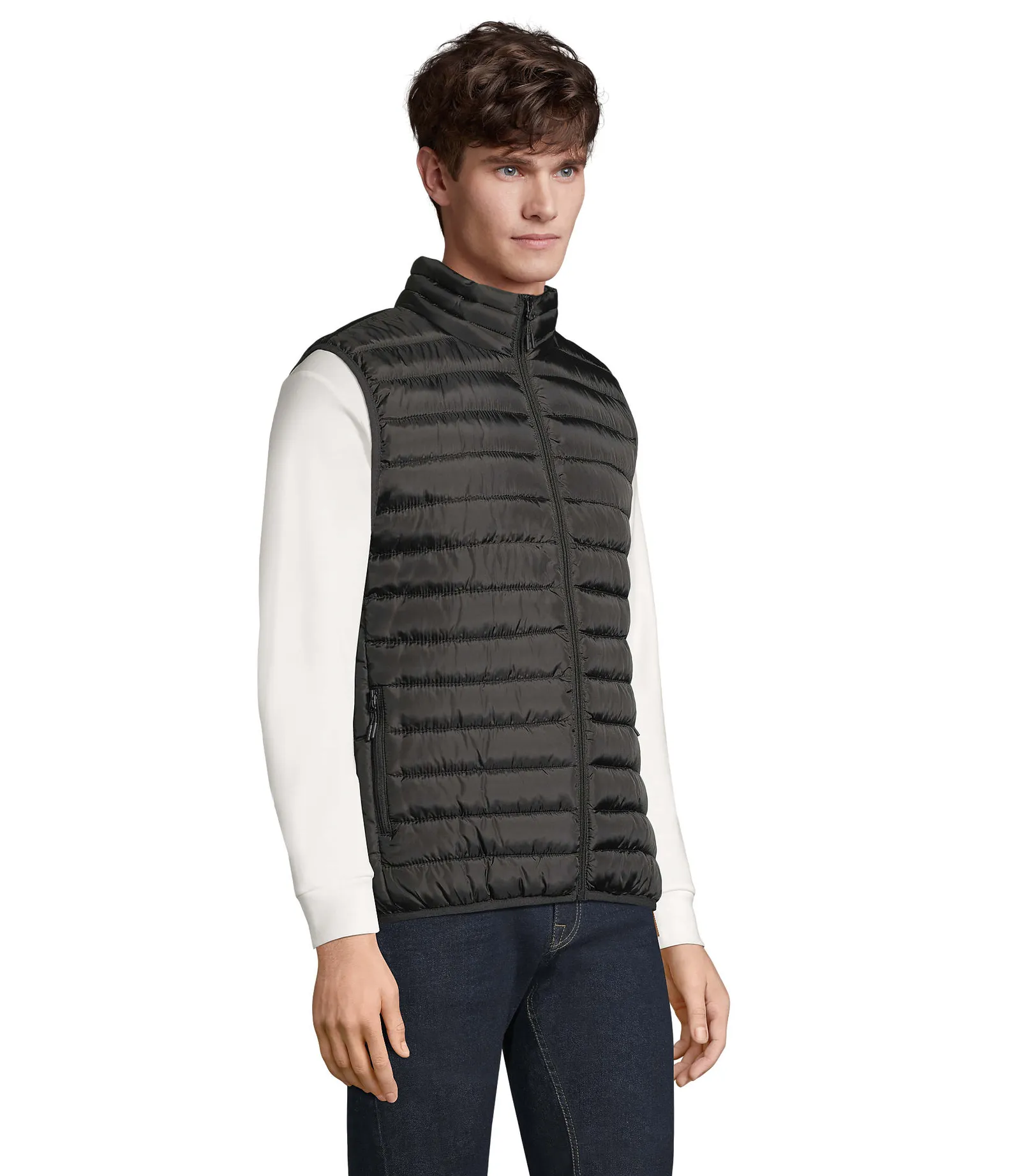 Gilet SOL'S Stream BW Men, Black, su modello, lato