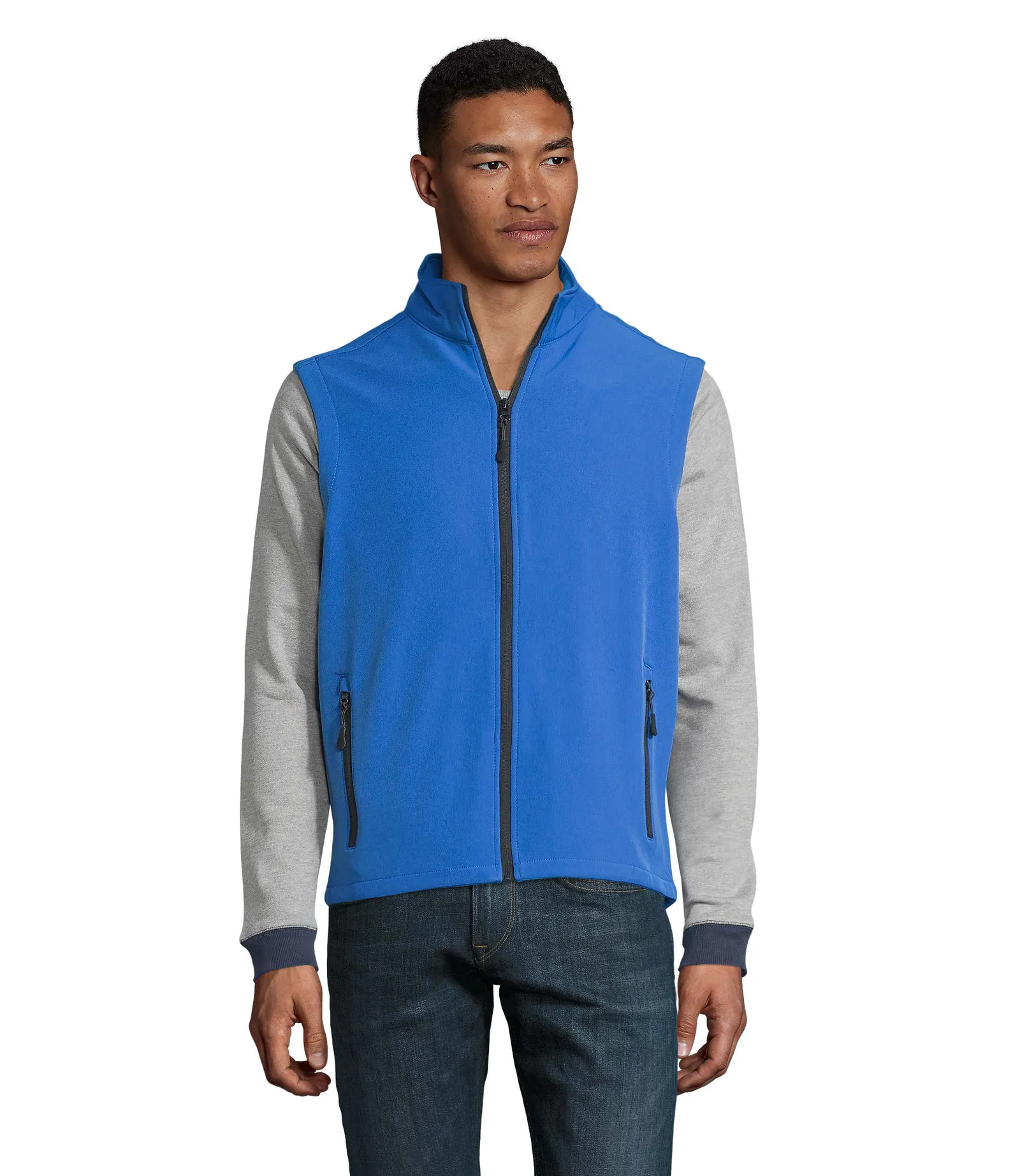 Gilet SOL'S Race BW Men, Royal blue, su modello, fronte