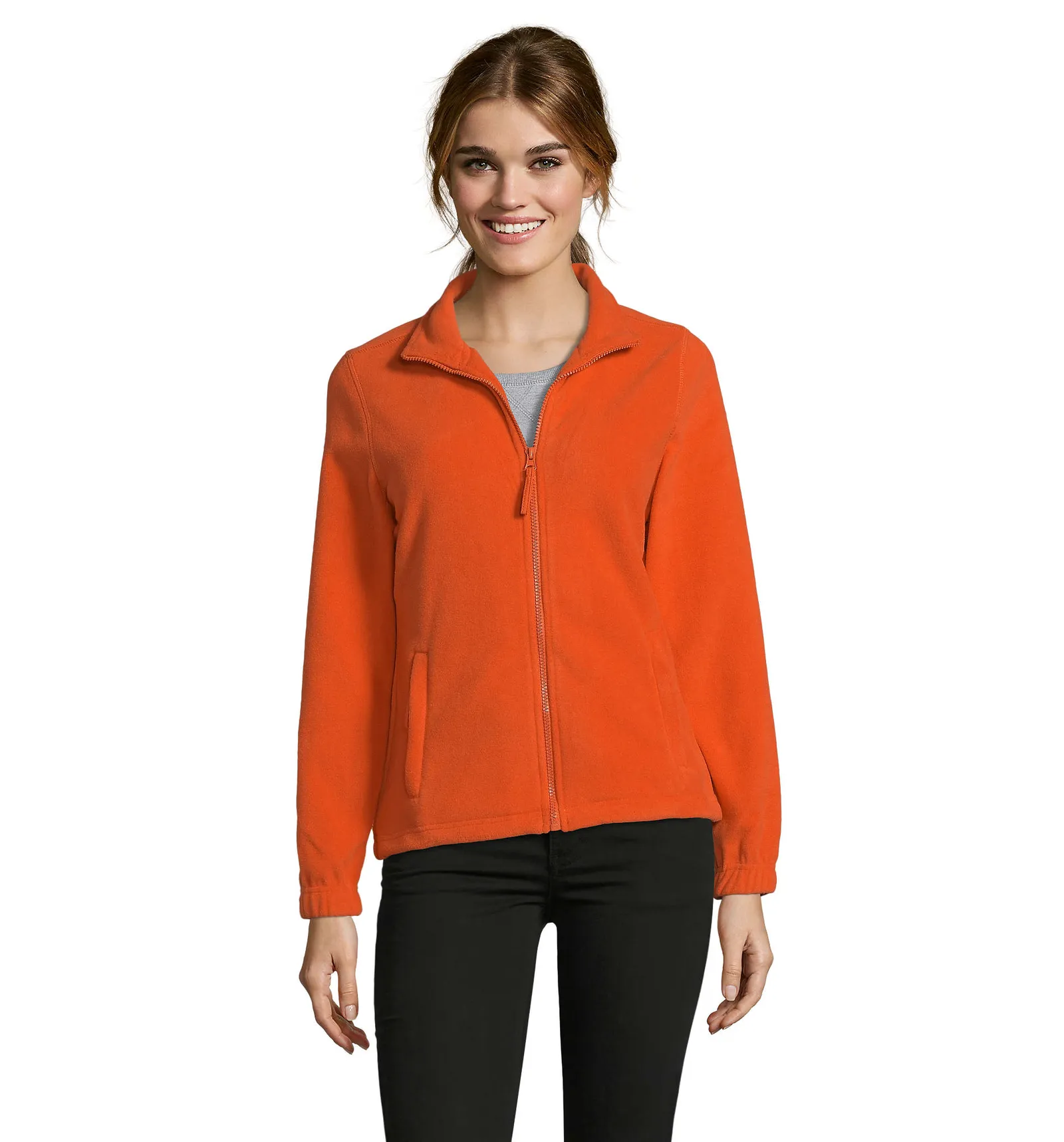 Pile SOL'S North Women, Orange, su modello, fronte