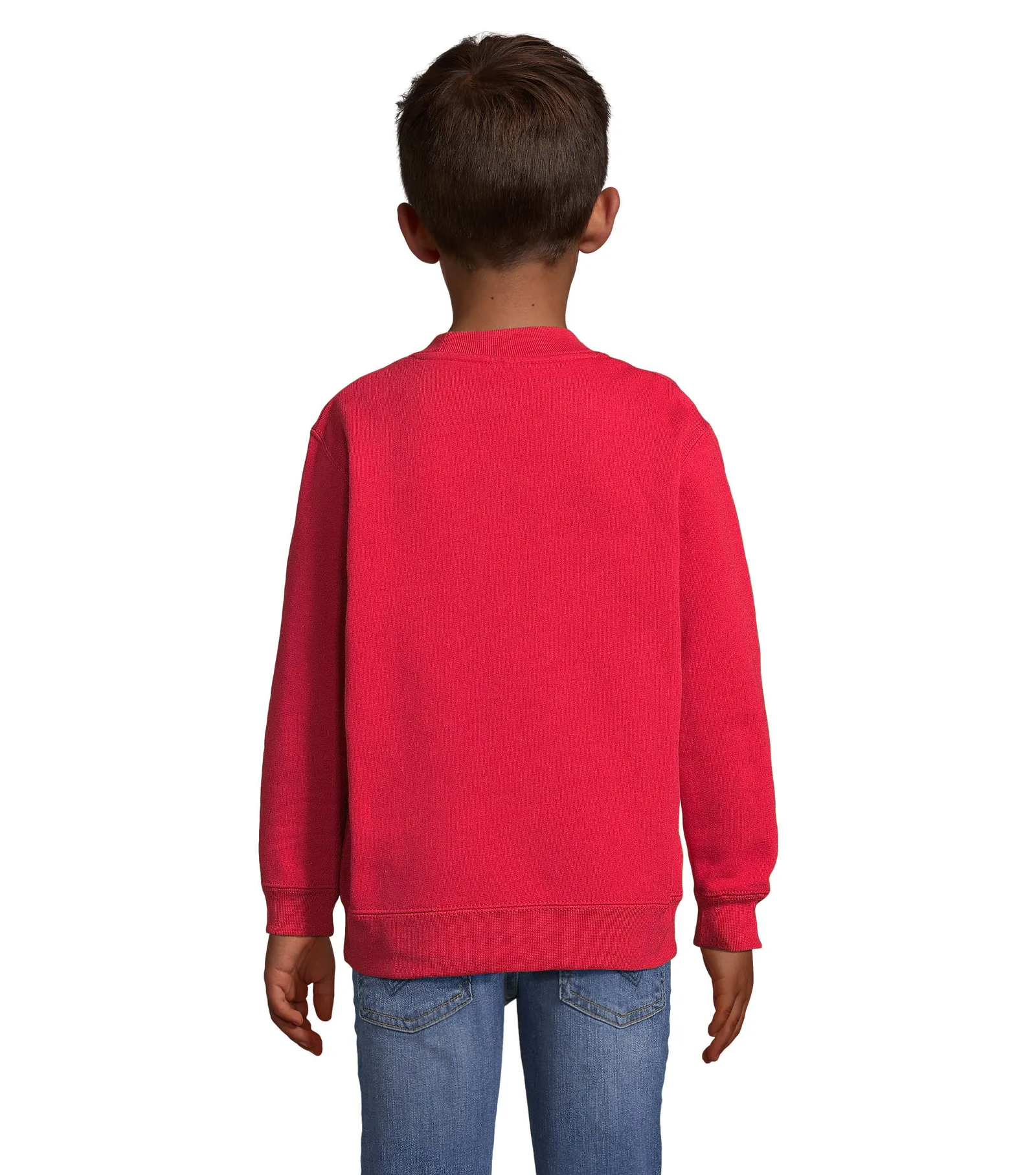 Felpa girocollo SOL'S New Supreme Kids, Red, su modello, retro