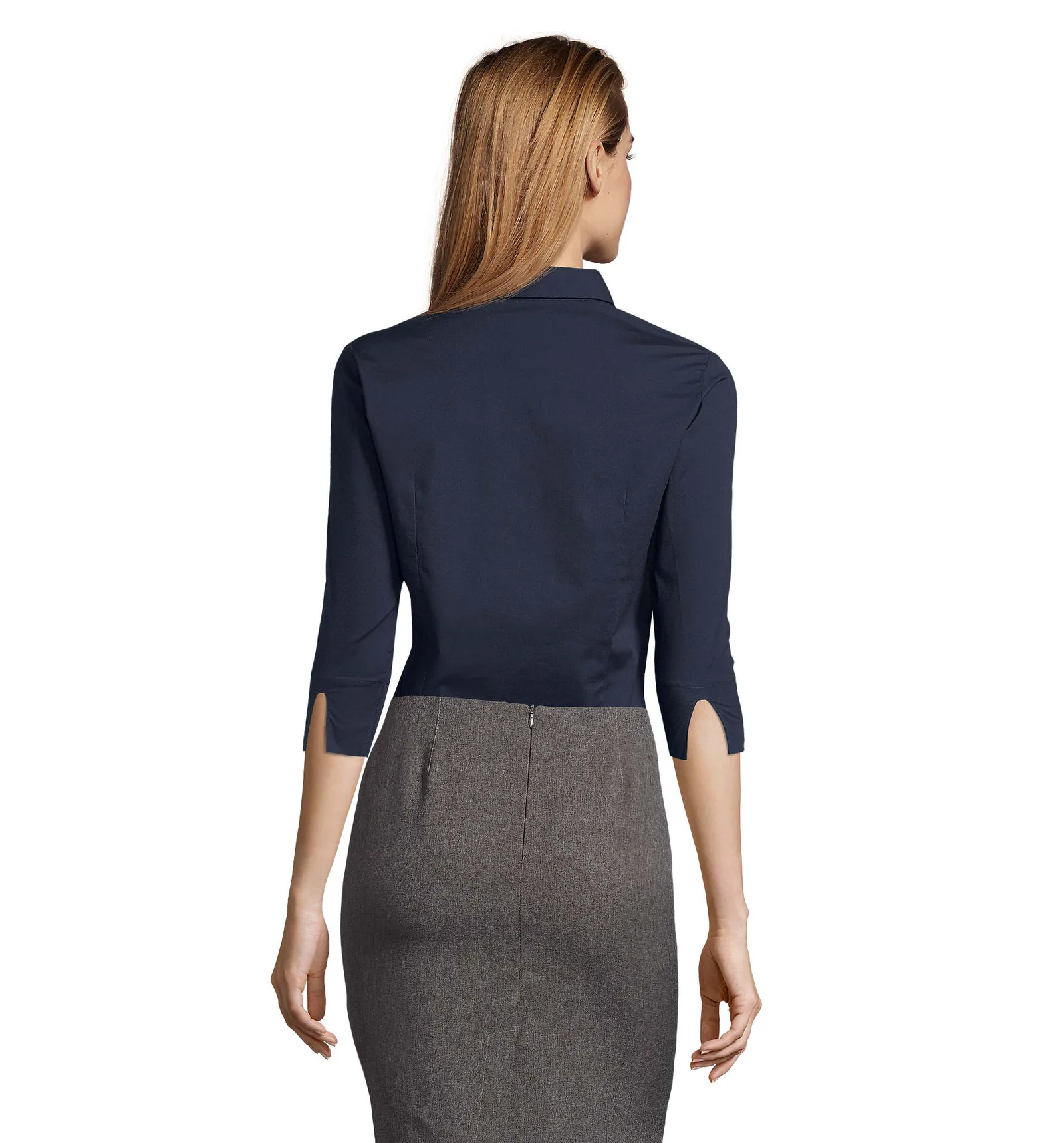 Camicia manica 3/4 SOL'S Effect, Dark blue, su modello, retro