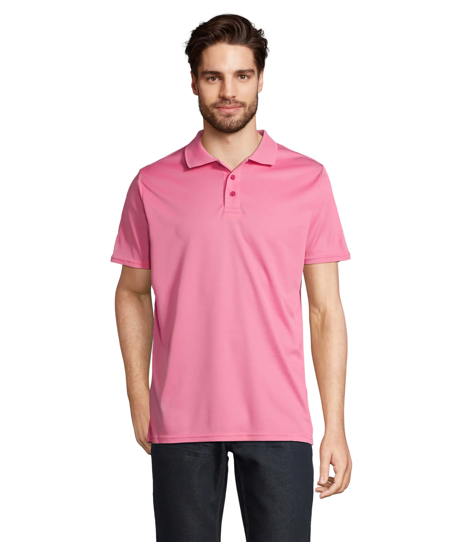Polo tecnica SOL'S Pitcher, Ribbon pink, su modello, fronte