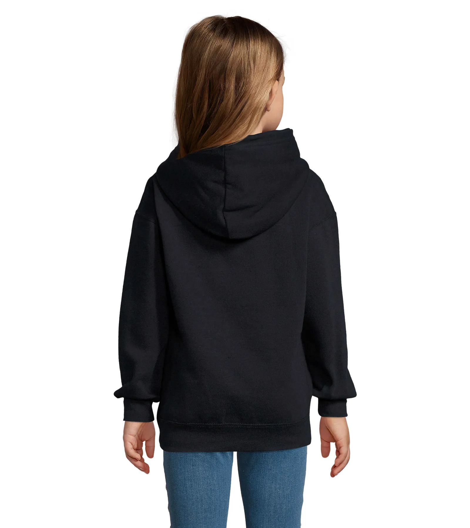 Felpa con cappuccio SOL'S Slam Kids, Navy, su modello, retro