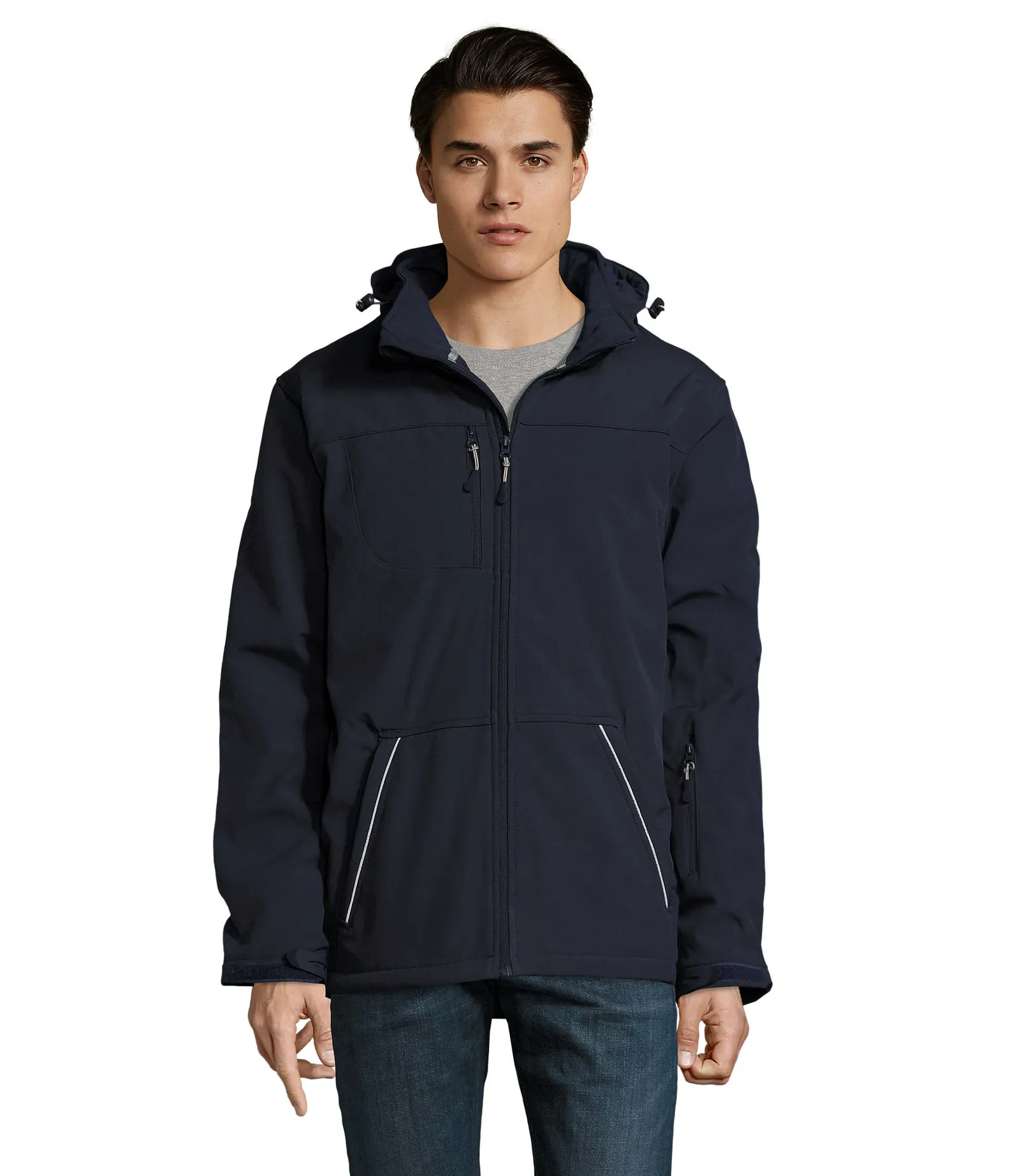 Softshell SOL'S Rock Men, French navy, su modello, fronte