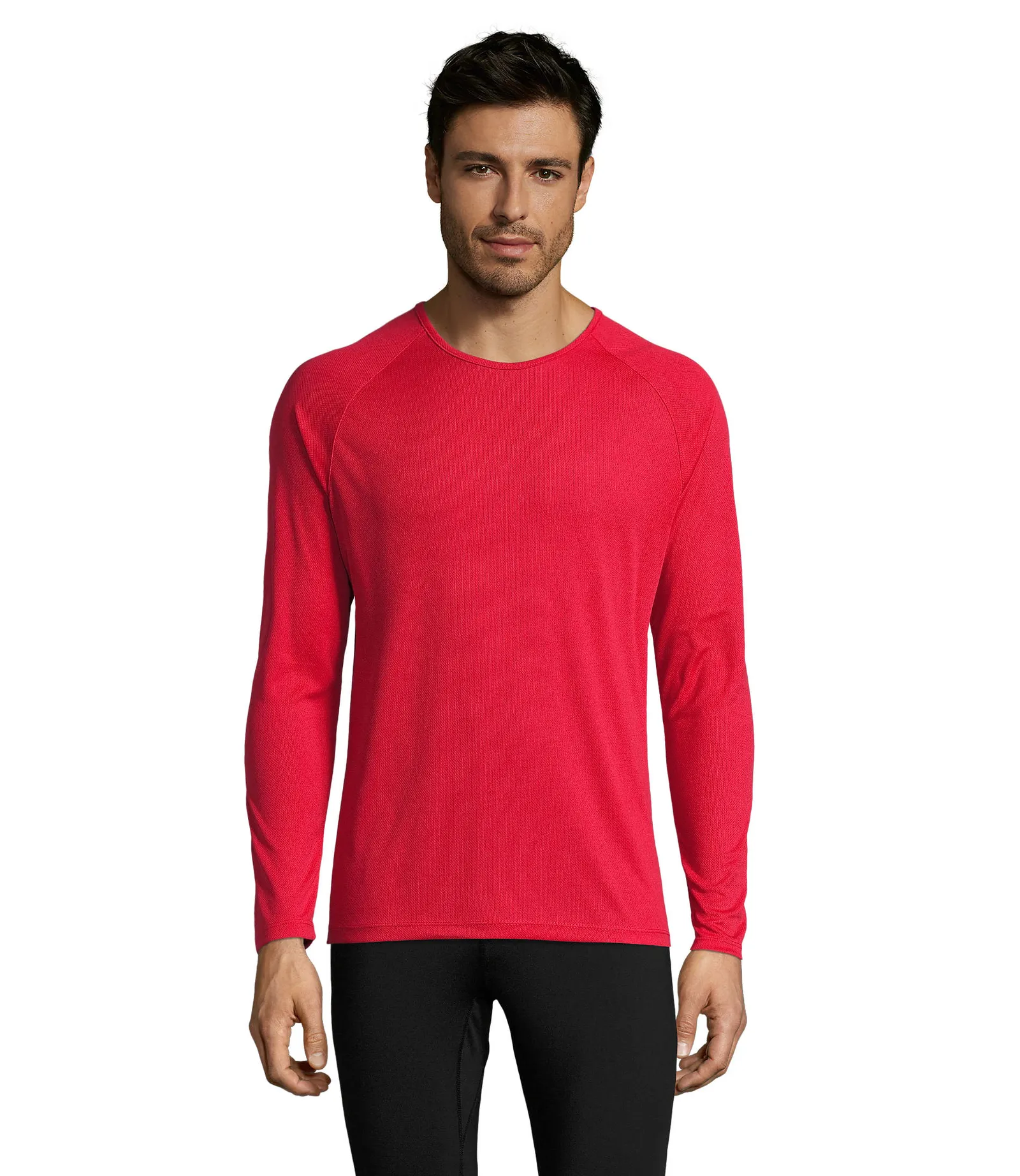 T-shirt tecnica SOL'S Sporty Lsl Men, Red, su modello, fronte