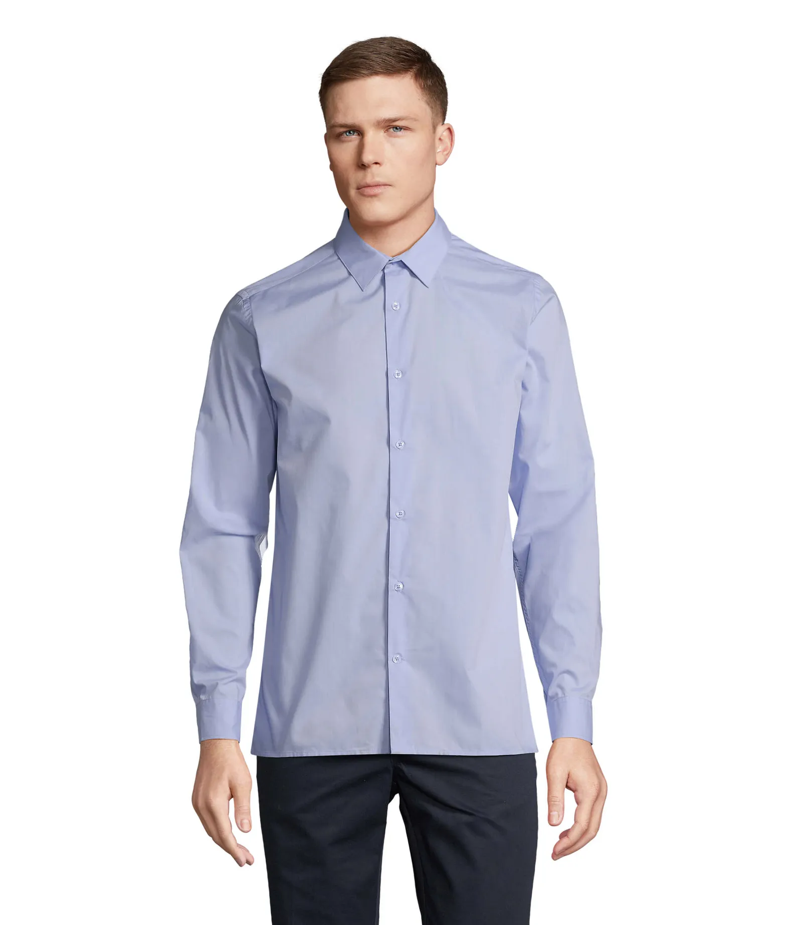 Camicia manica lunga SOL'S Bailey Men, Sky blue, su modello, fronte