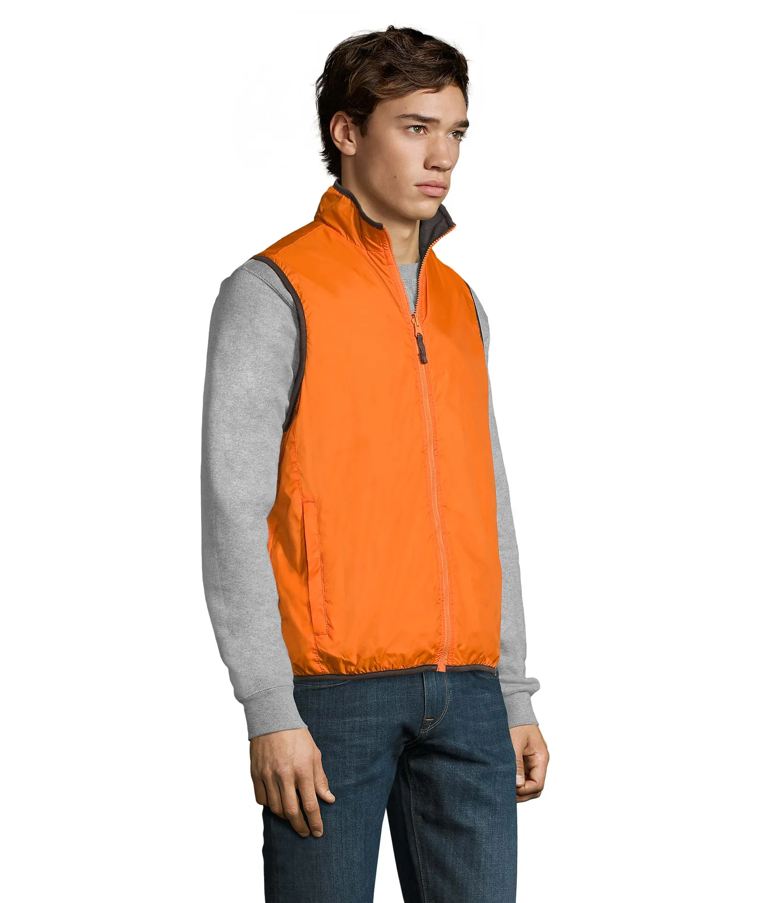 Gilet SOL'S Winner, Orange, su modello, lato