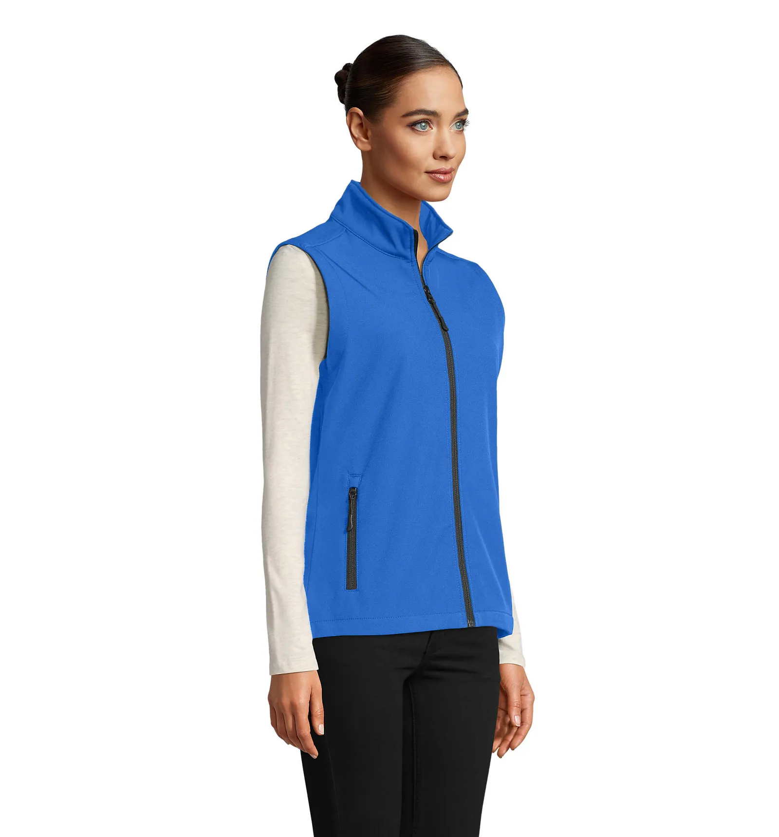 Gilet SOL'S Race BW Women, Royal blue, su modello, lato