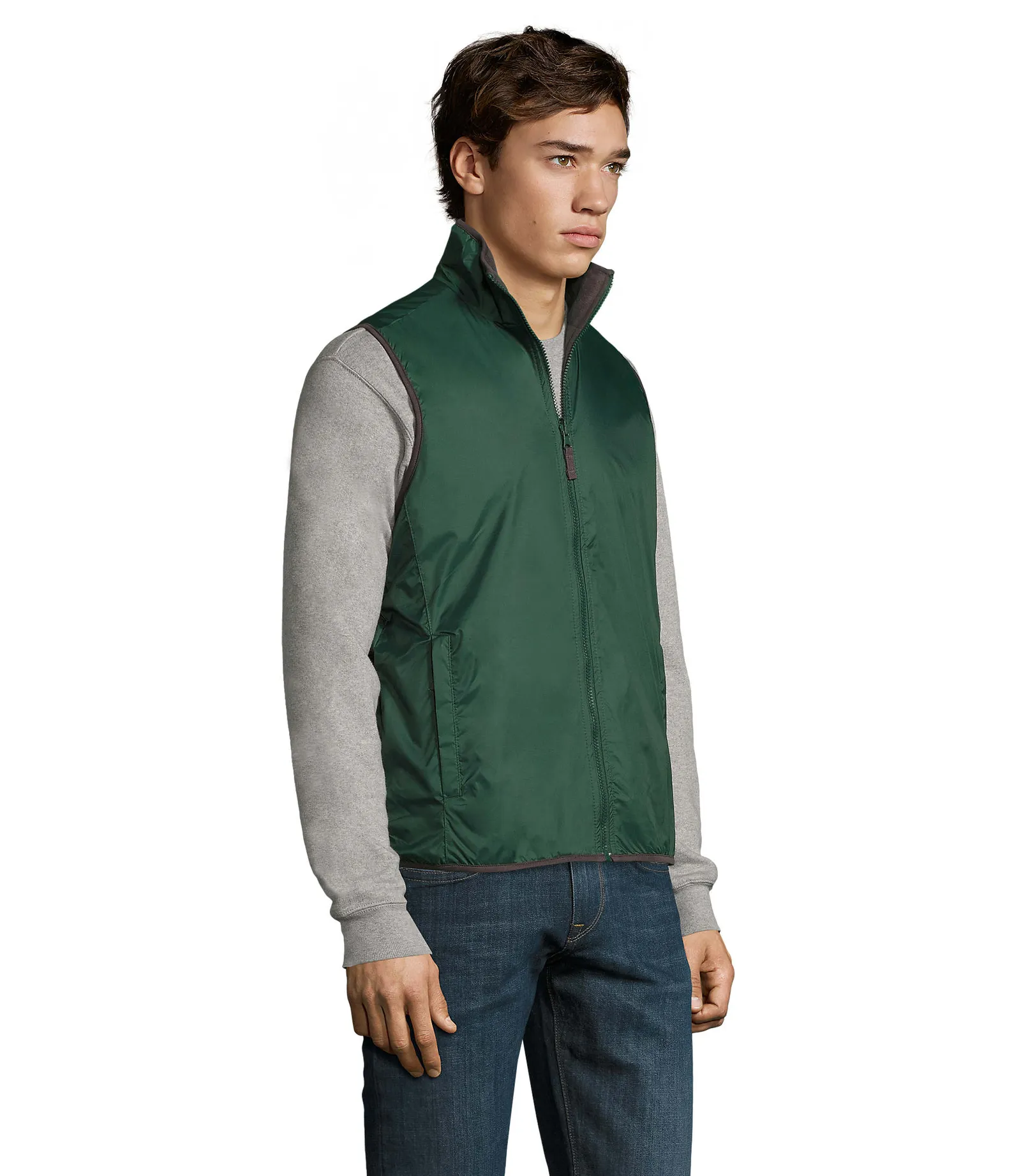 Gilet SOL'S Winner, Forest green, su modello, lato