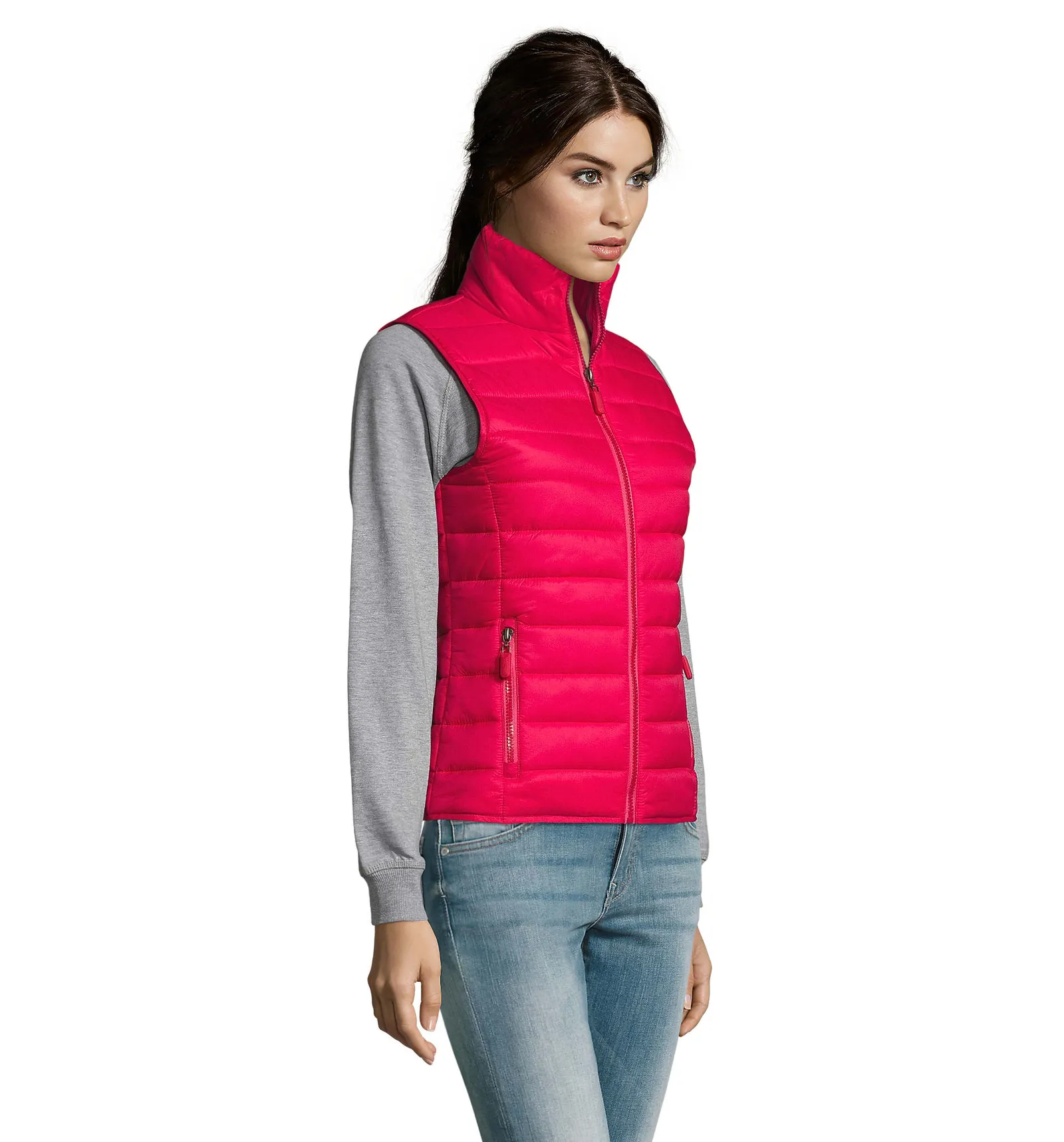 Gilet SOL'S Wave Women, Dark pink, su modello, lato