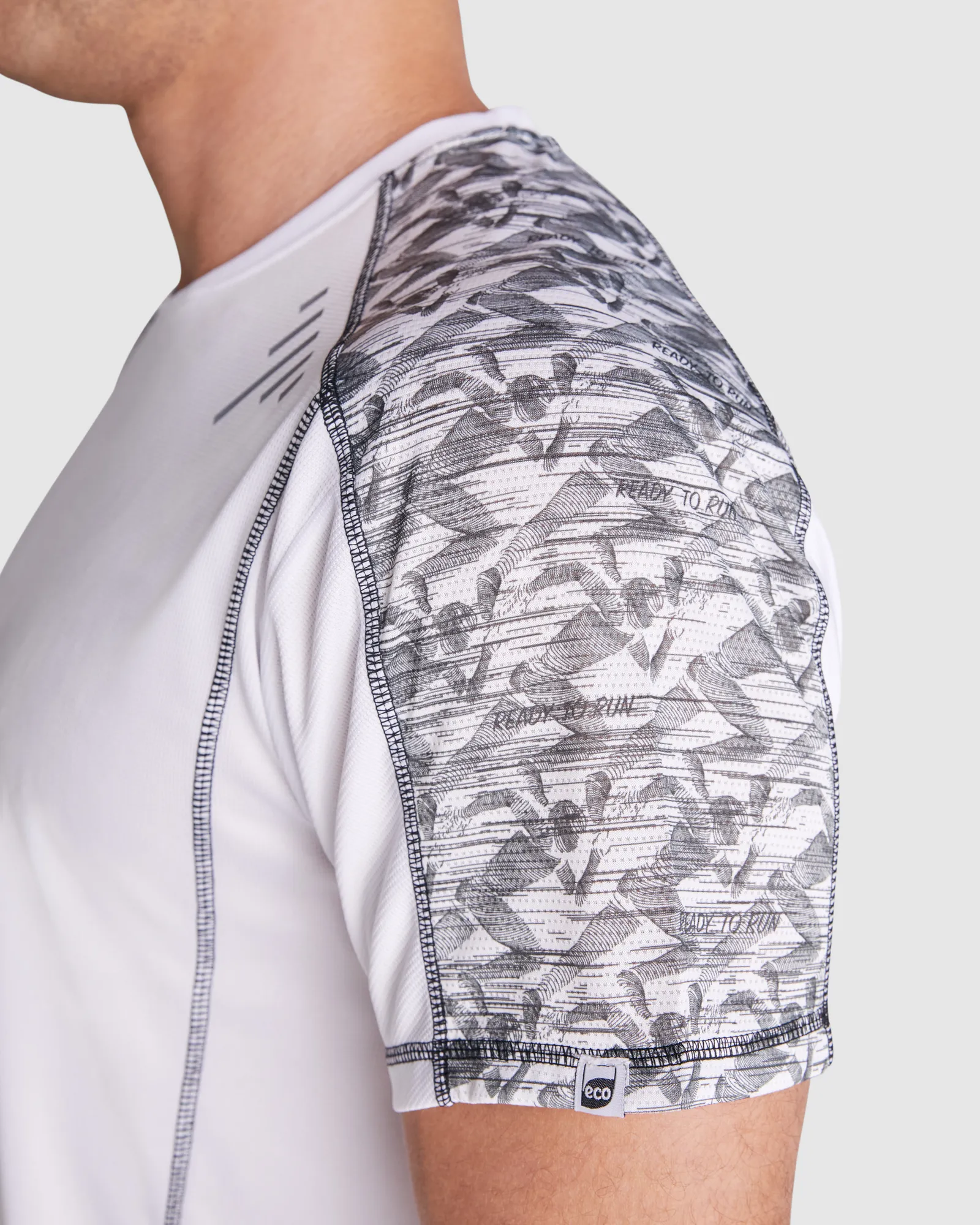 T-shirt tecnica Roly Sochi, Print Run Bianco, dettaglio 2