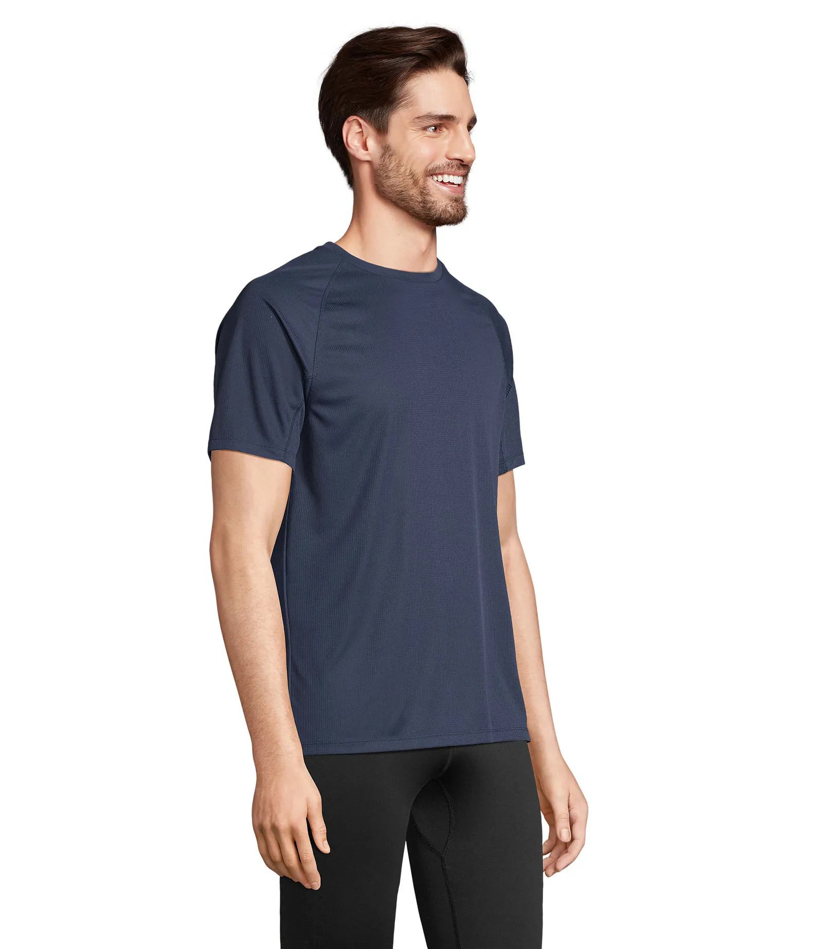 T-shirt tecnica SOL'S Vortex, French navy, su modello, lato