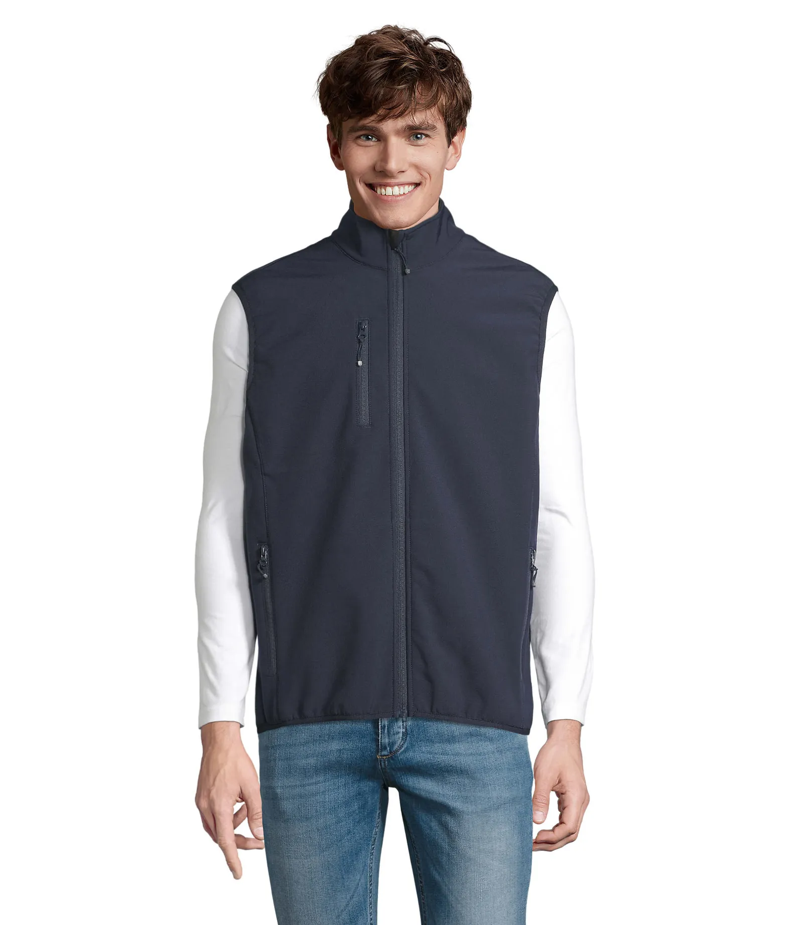 Gilet SOL'S Falcon BW Men, Abyss blue, su modello, fronte