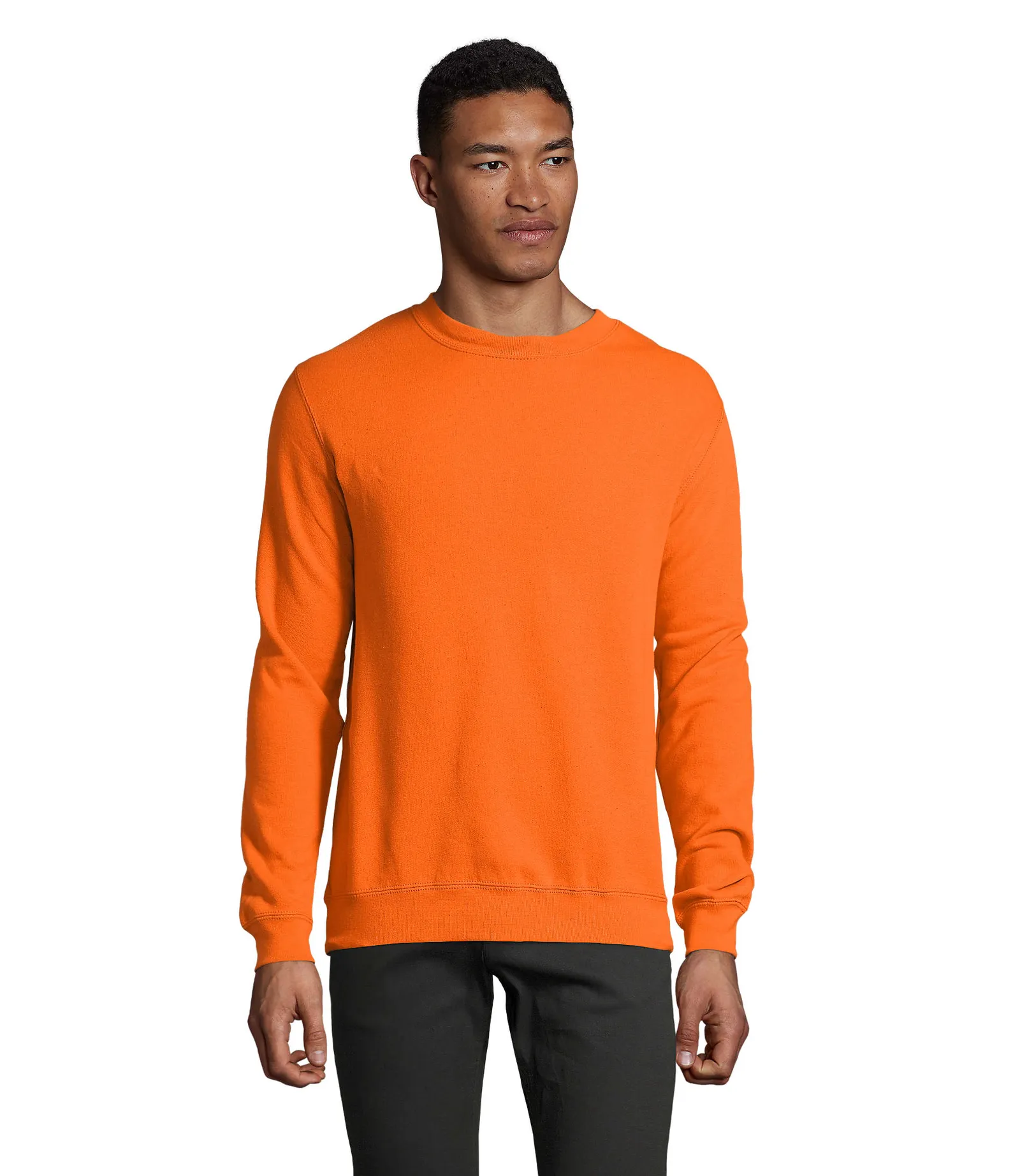 Felpa girocollo SOL'S Supreme, Orange, su modello, fronte