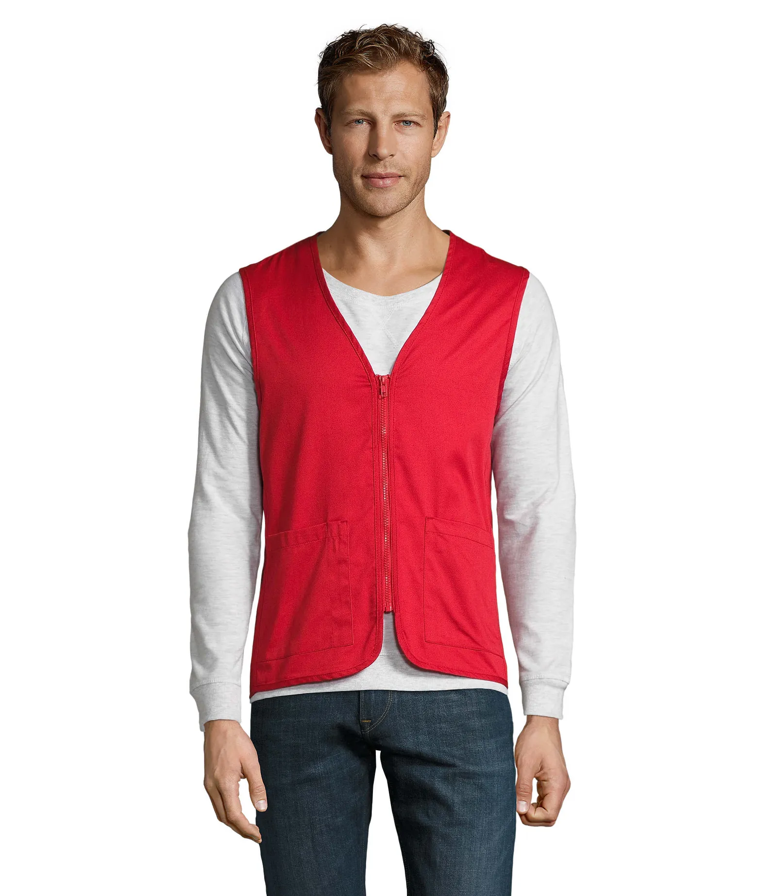 Gilet SOL'S Wallace, Red, su modello, fronte