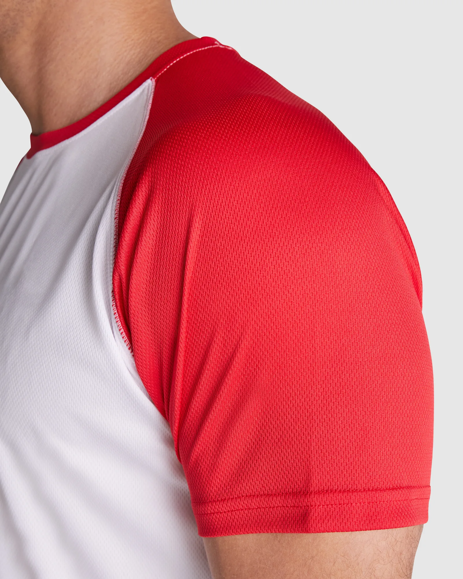 T-shirt tecnica Roly Indianapolis, Bianco/Rosso, dettaglio 2