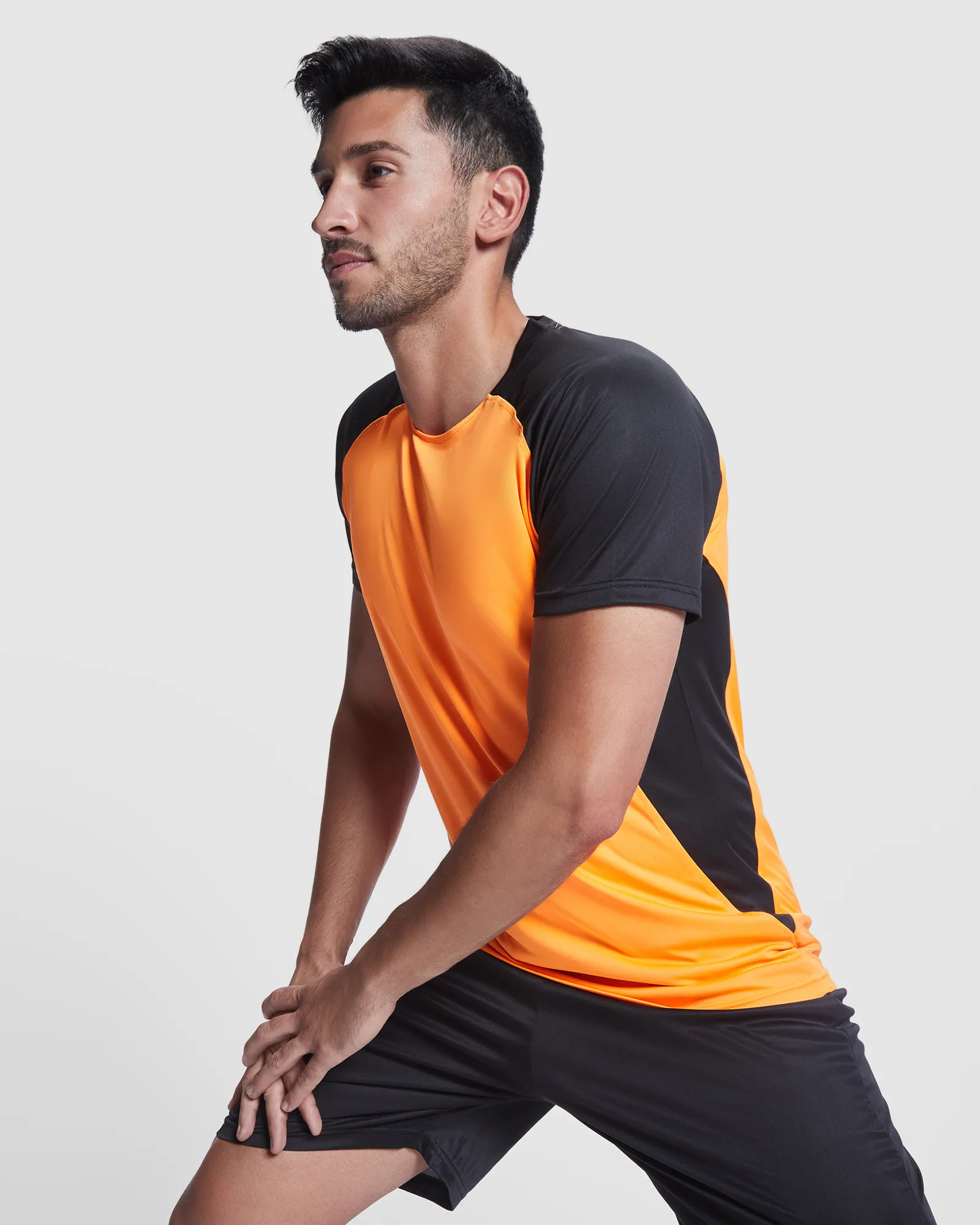 T-shirt tecnica Roly Bugatti, Arancione Fluoro/Nero