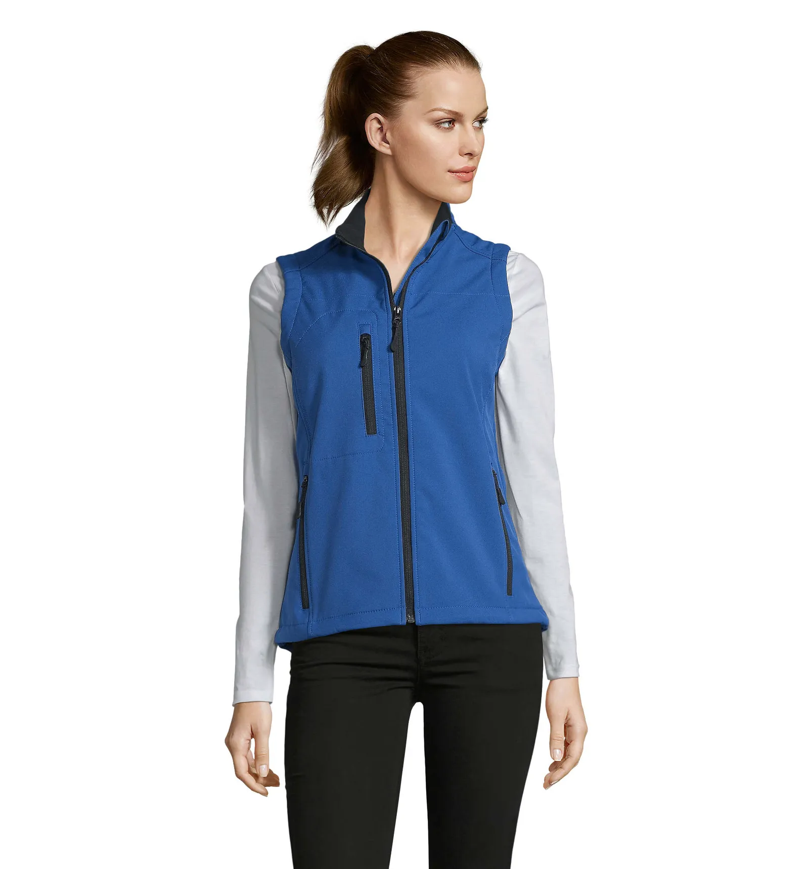 Gilet SOL'S Rallye Women, Royal blue, su modello, fronte