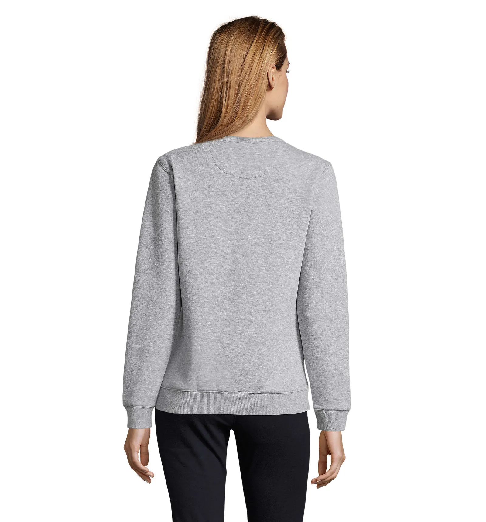 Felpa girocollo SOL'S Sully Women, Grey melange 2, su modello, retro