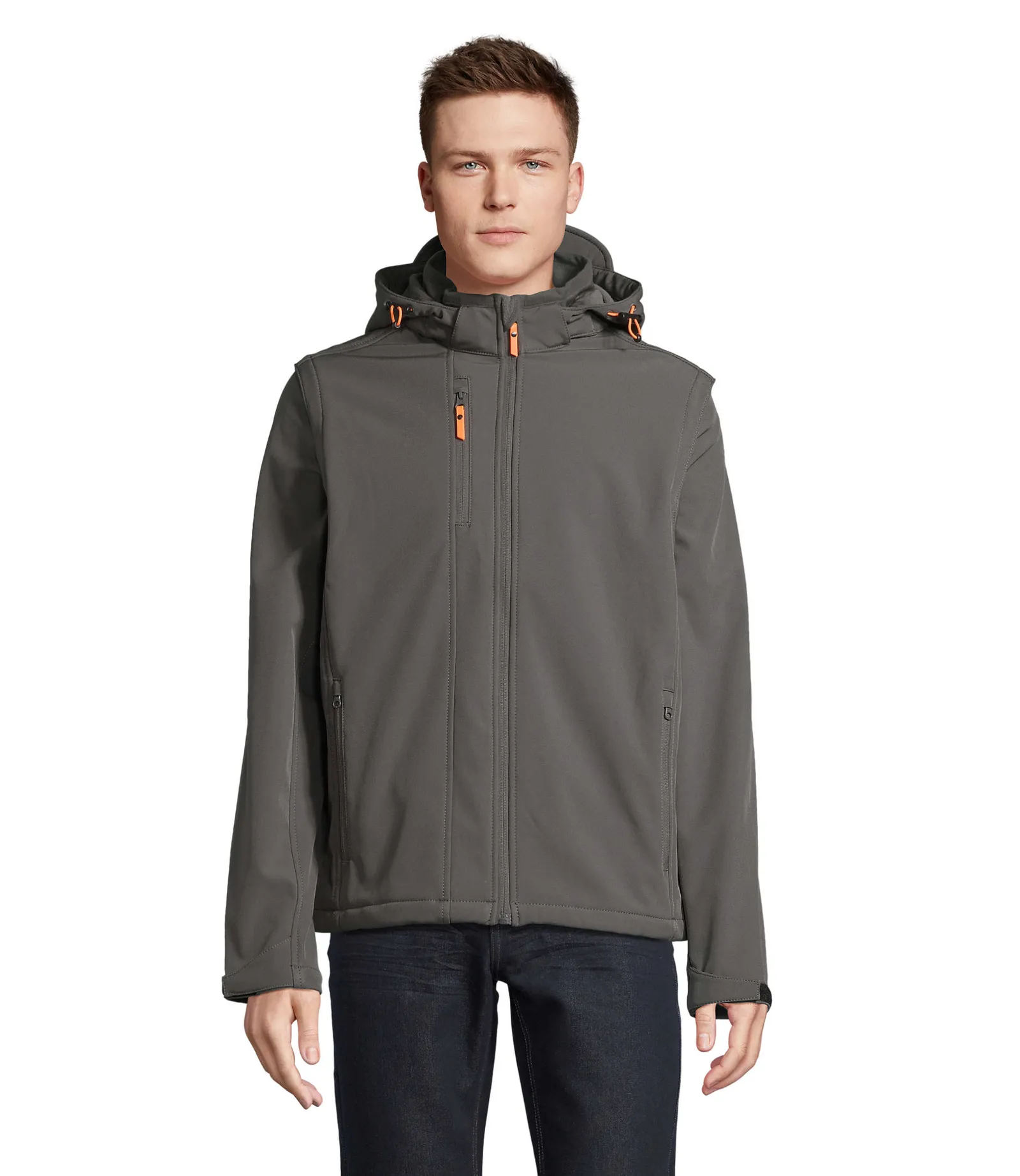 Softshell SOL'S Transformer, Charcoal grey, su modello, fronte