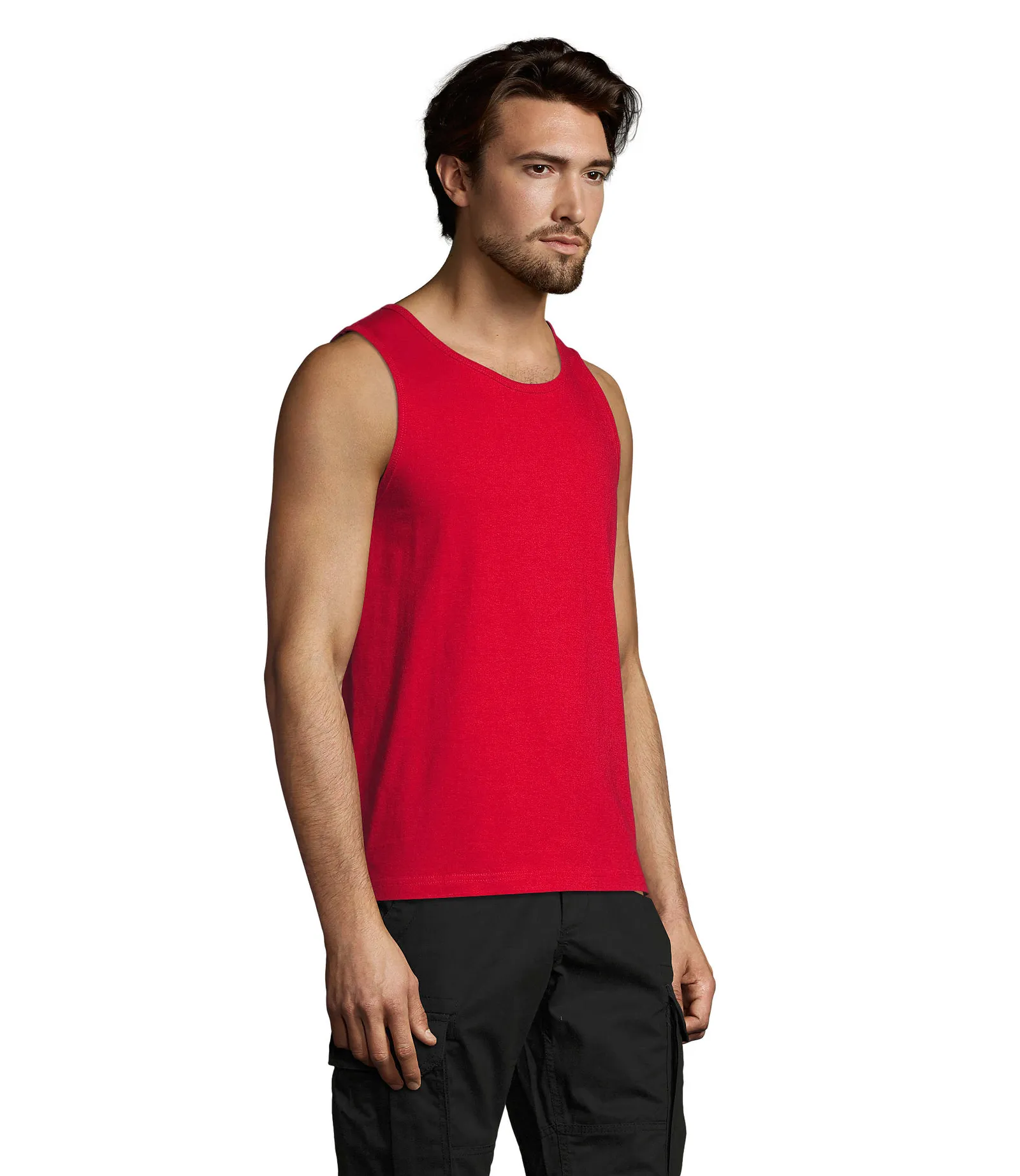Canotta SOL'S Justin, Red, su modello, lato