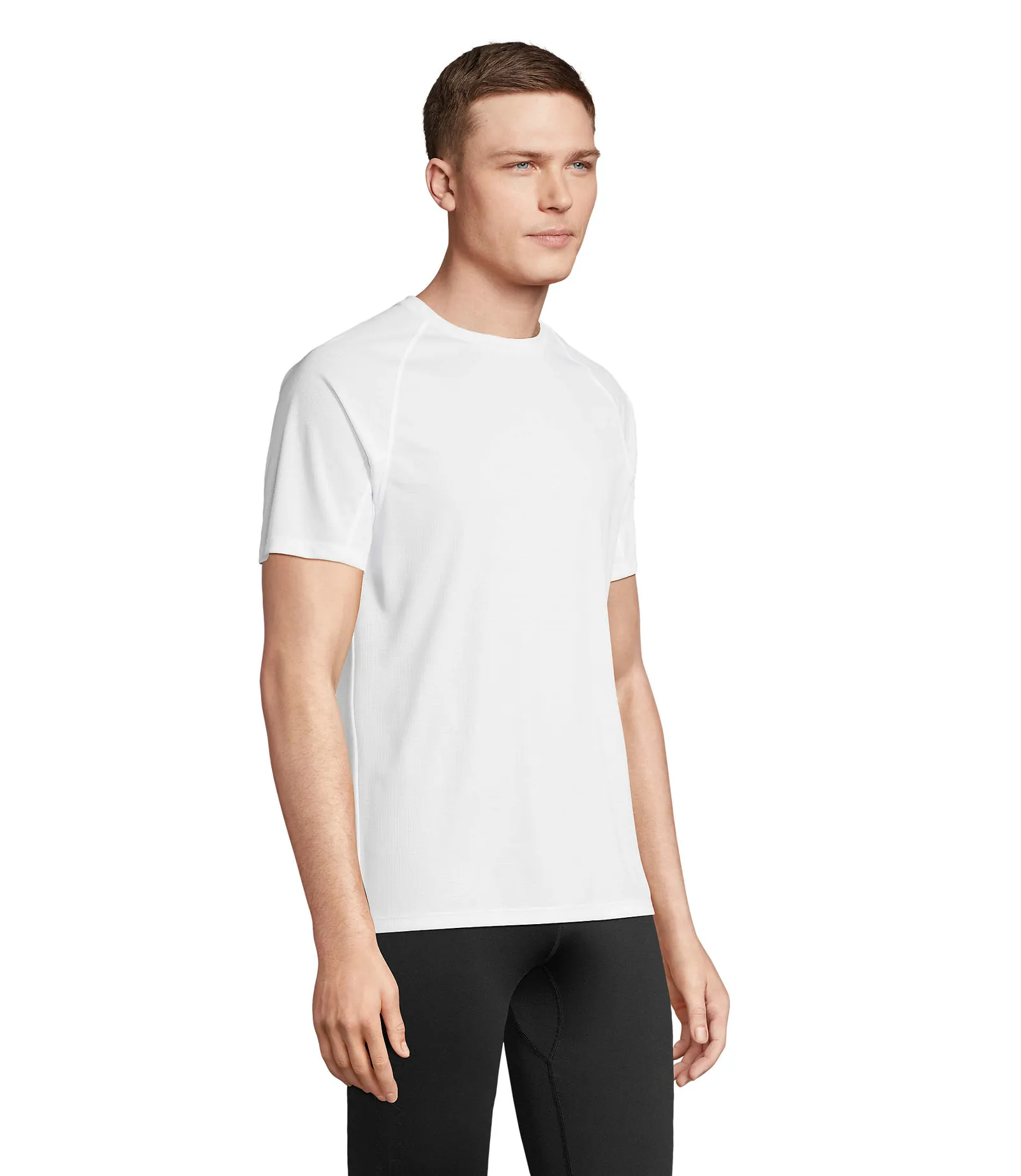 T-shirt tecnica SOL'S Vortex, White, su modello, lato