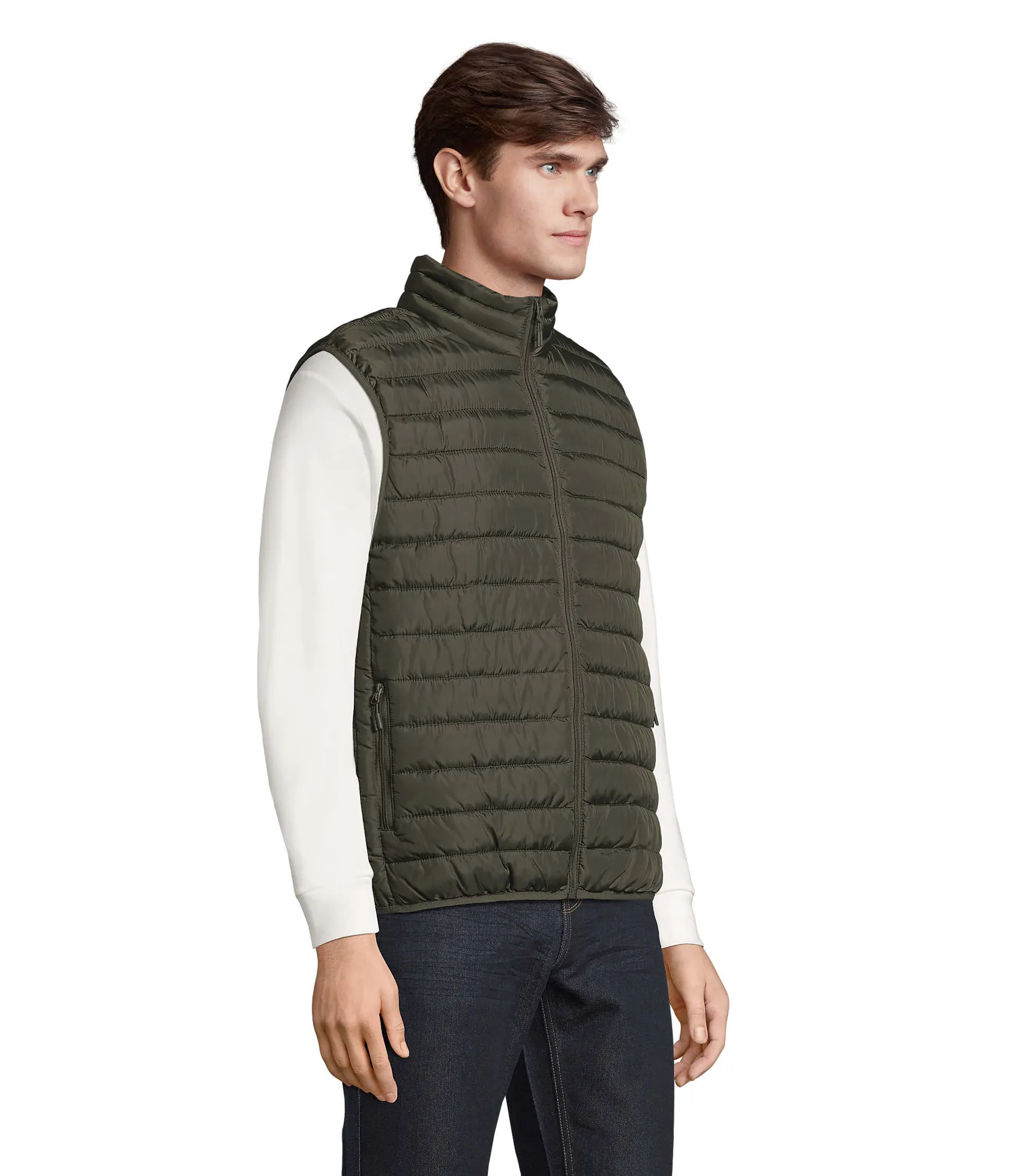 Gilet SOL'S Stream BW Men, Army, su modello, lato