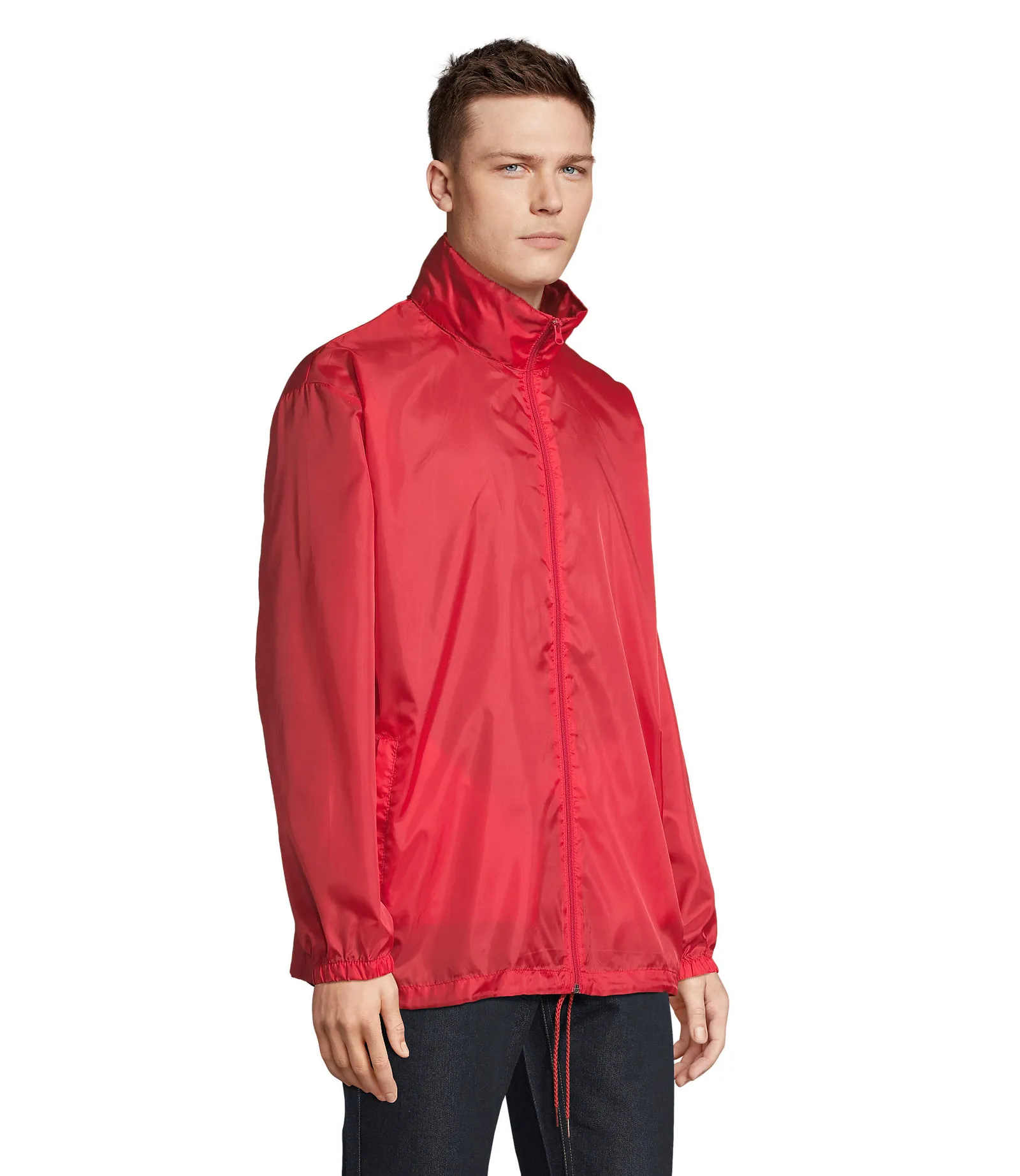 Giacca antivento SOL'S Shift, Red, su modello, lato