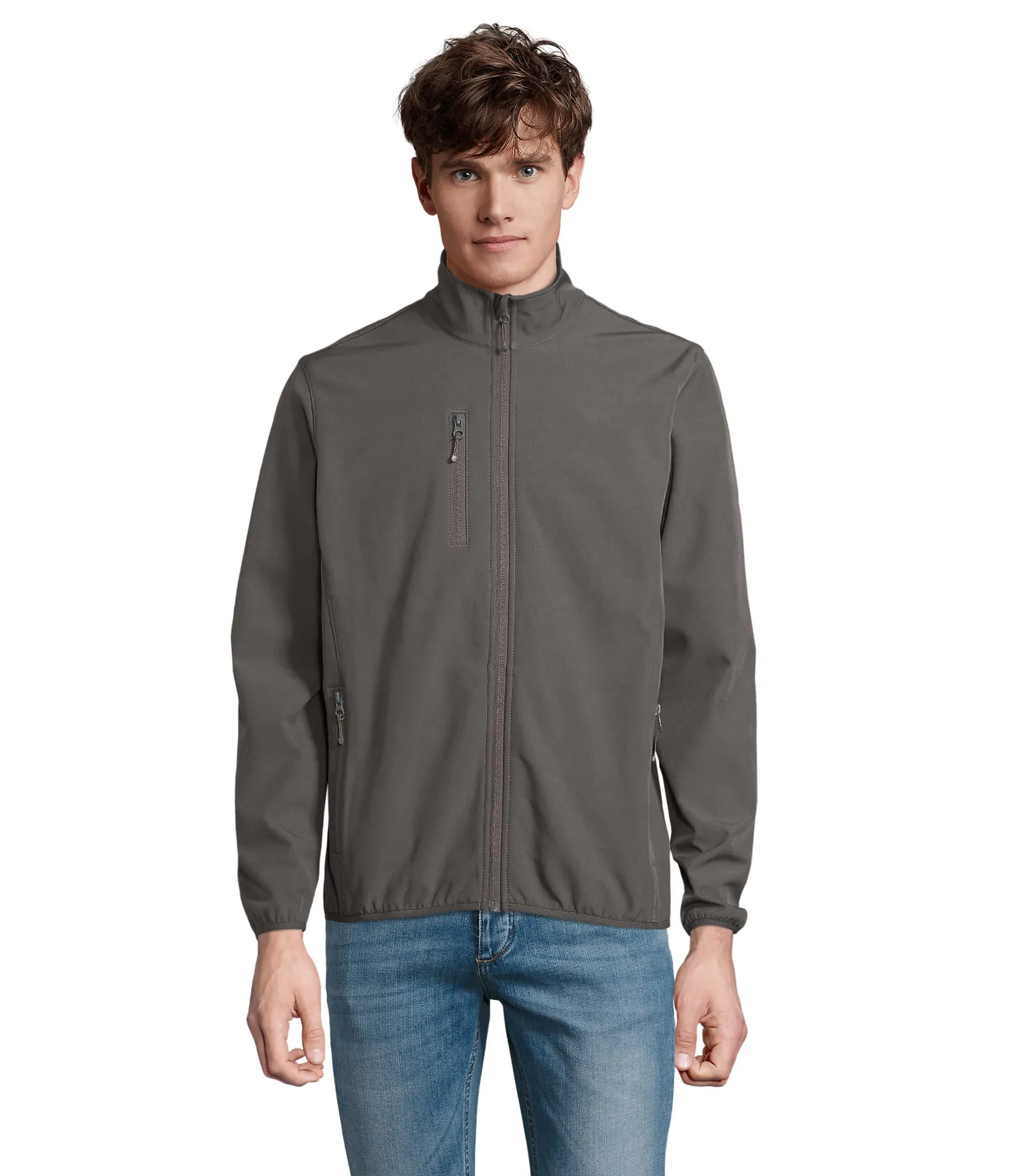 Softshell SOL'S Falcon Men, Charcoal grey, su modello, fronte