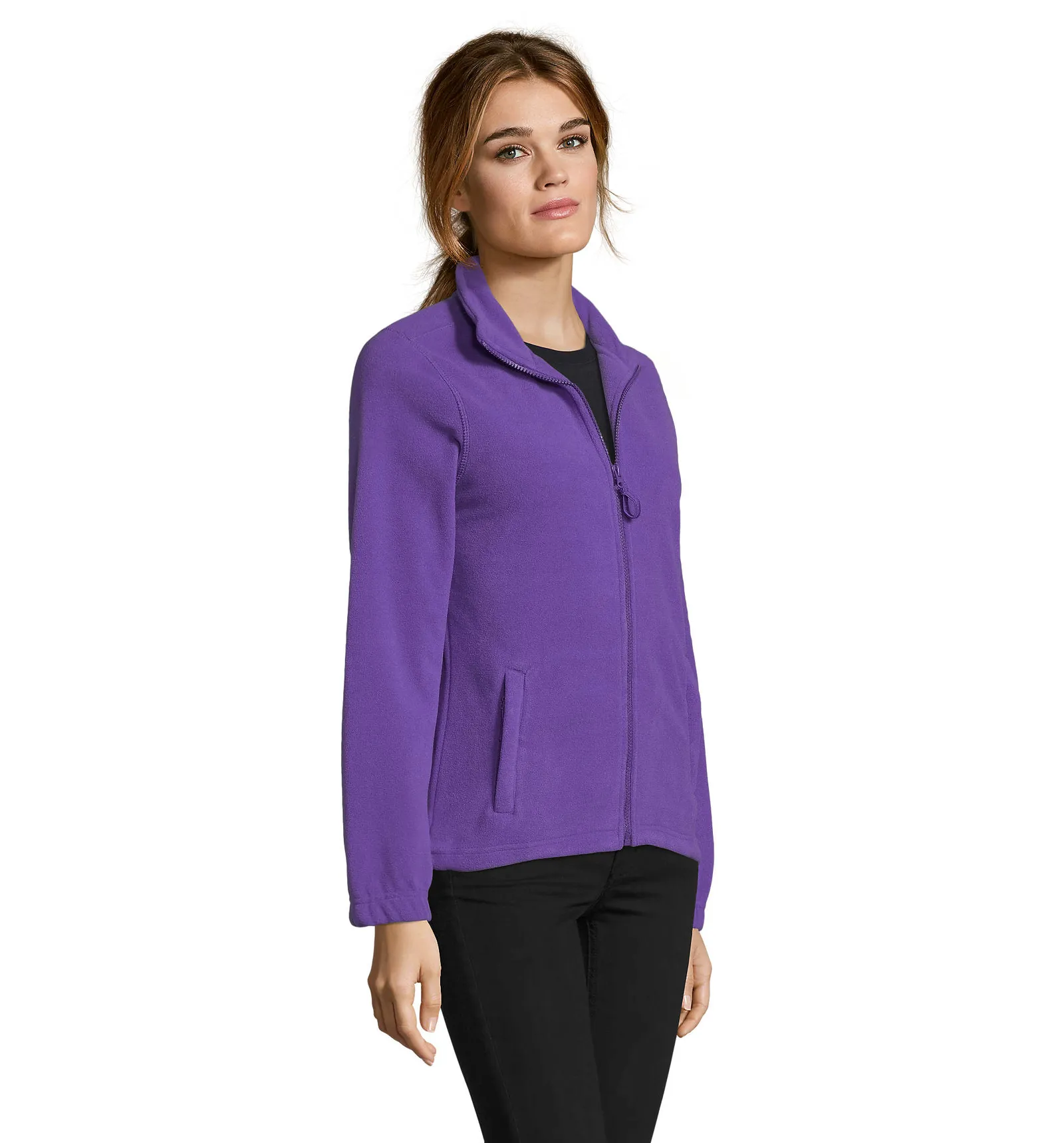 Pile SOL'S North Women, Dark purple, su modello, lato