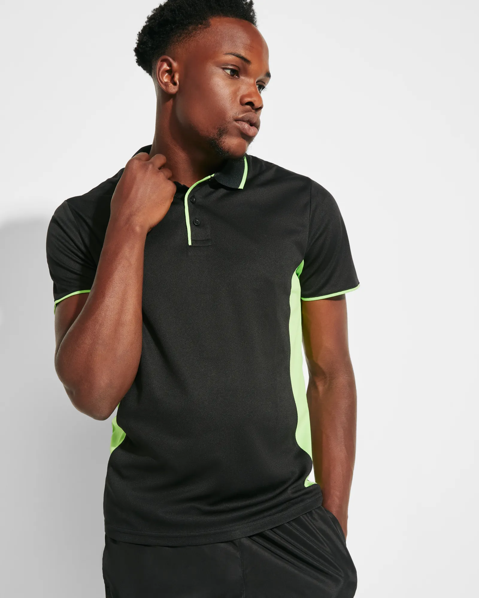 Polo tecnica Roly Montmelo, Nero/Lime