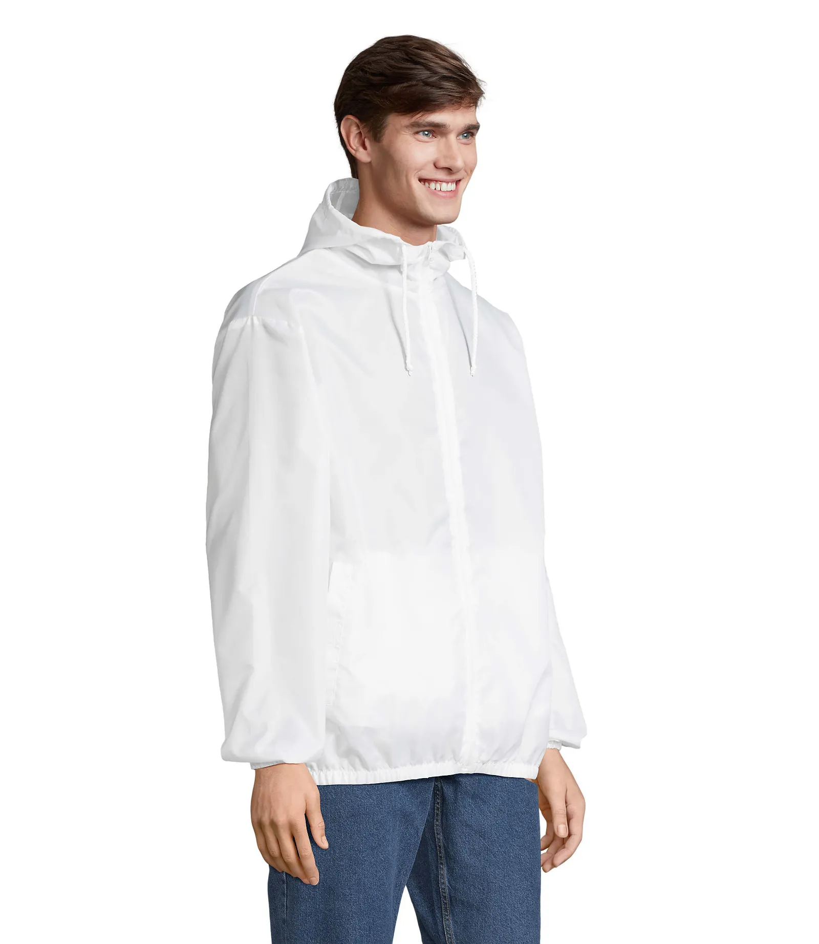 Giacca antivento SOL'S Shield, White, su modello, lato