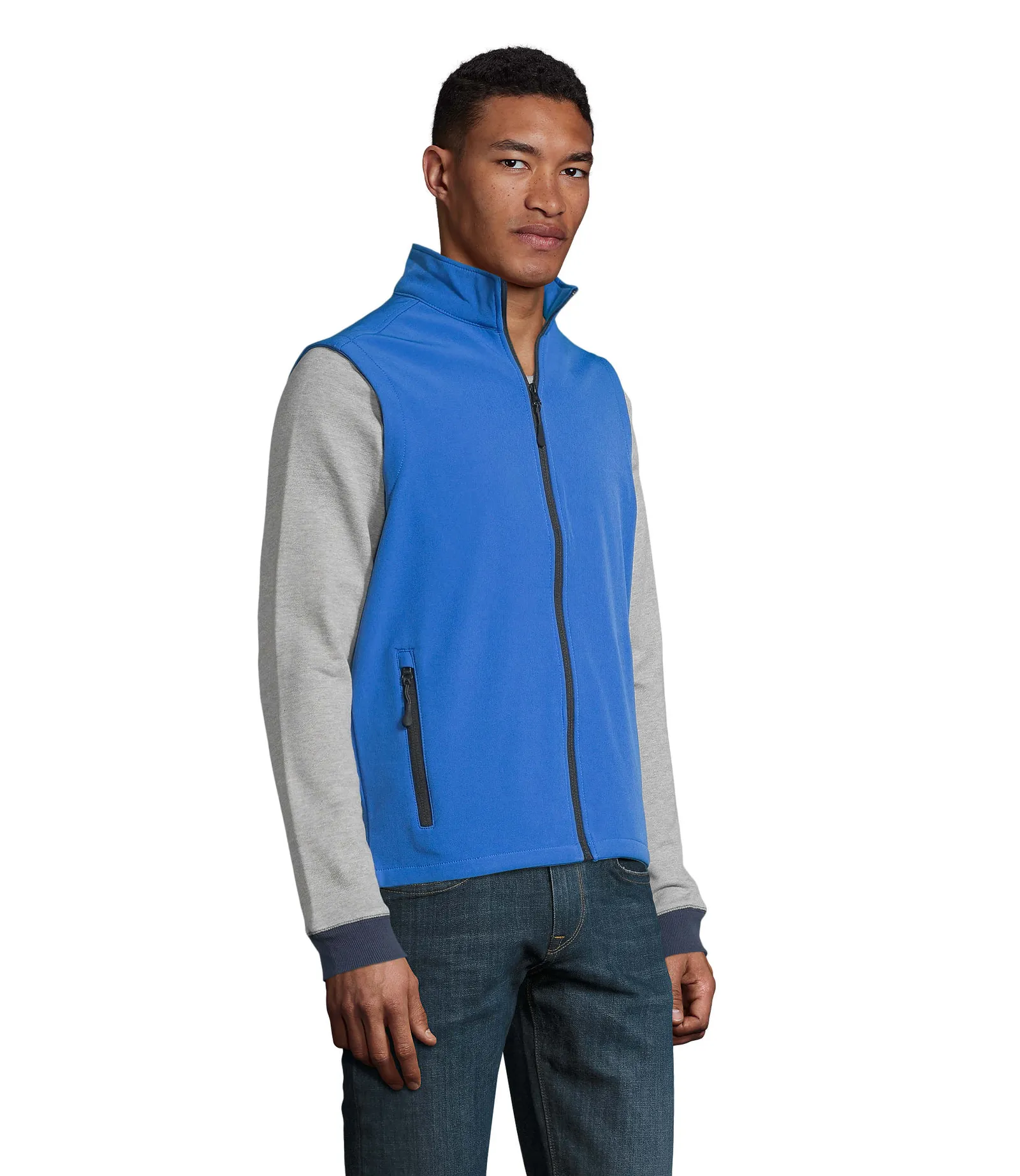Gilet SOL'S Race BW Men, Royal blue, su modello, lato