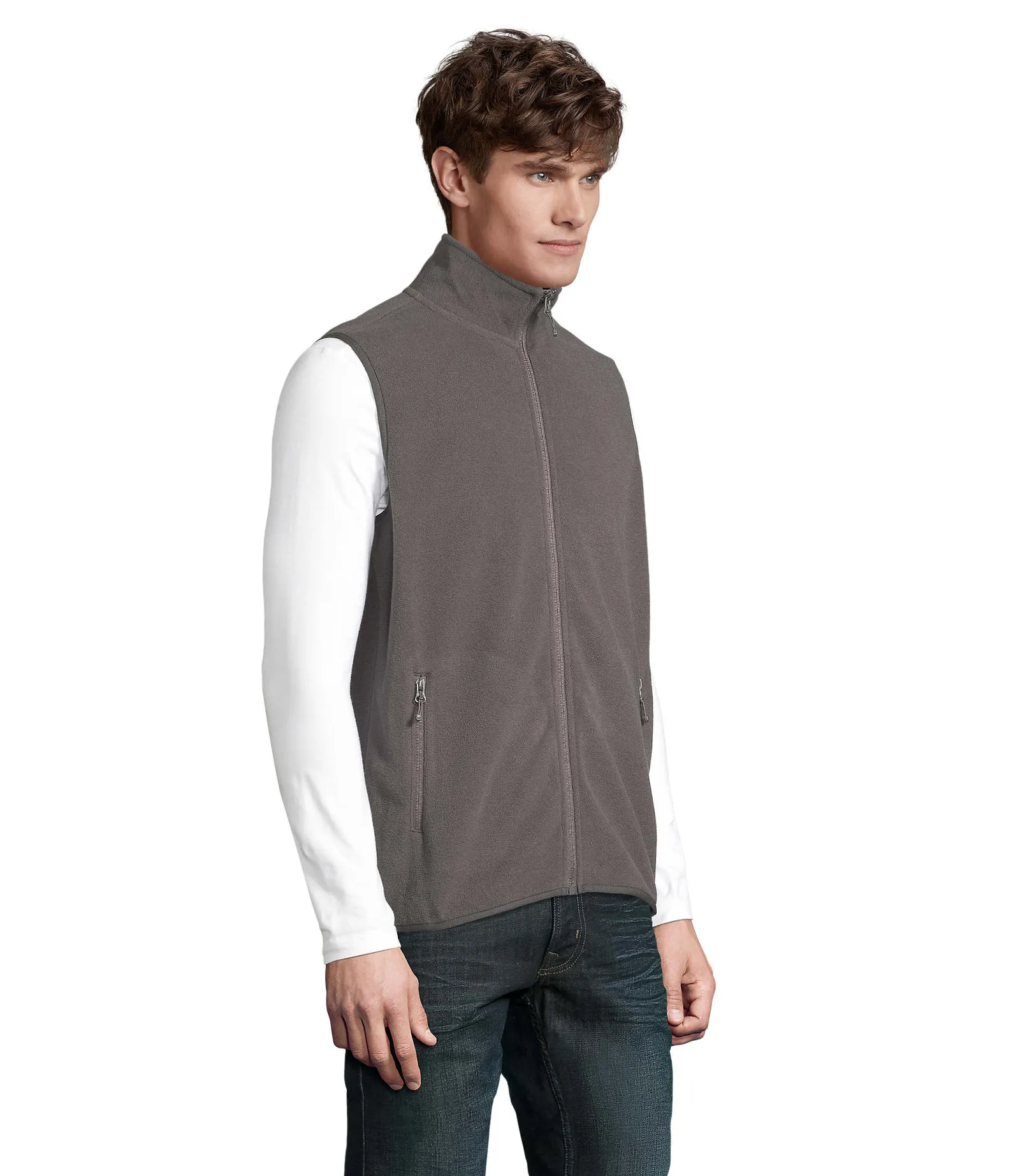 Gilet SOL'S Factor BW, Charcoal grey, su modello, lato