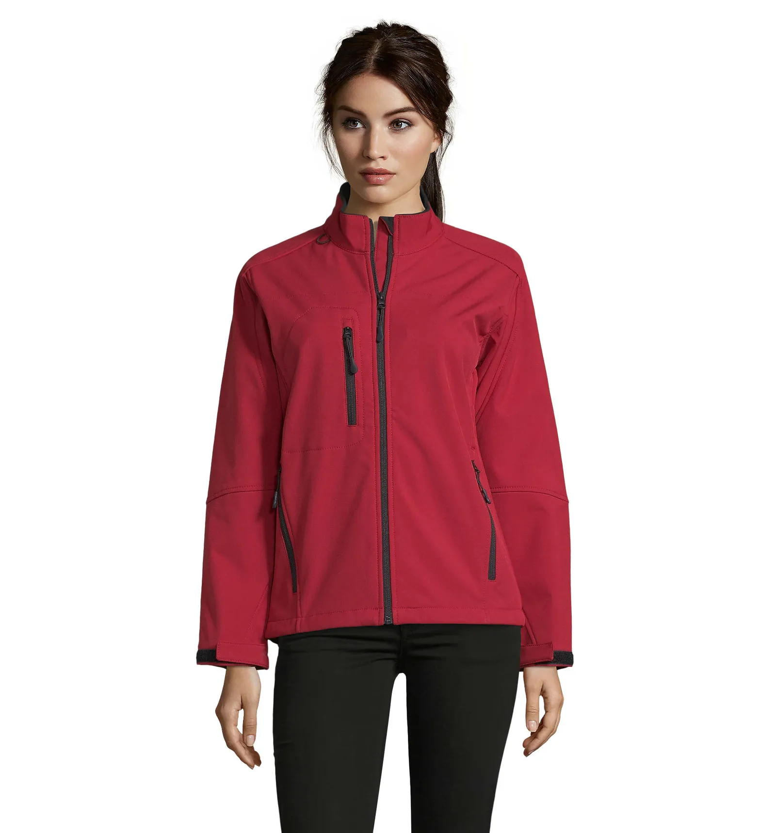 Softshell SOL'S Roxy, Pepper red, su modello, fronte