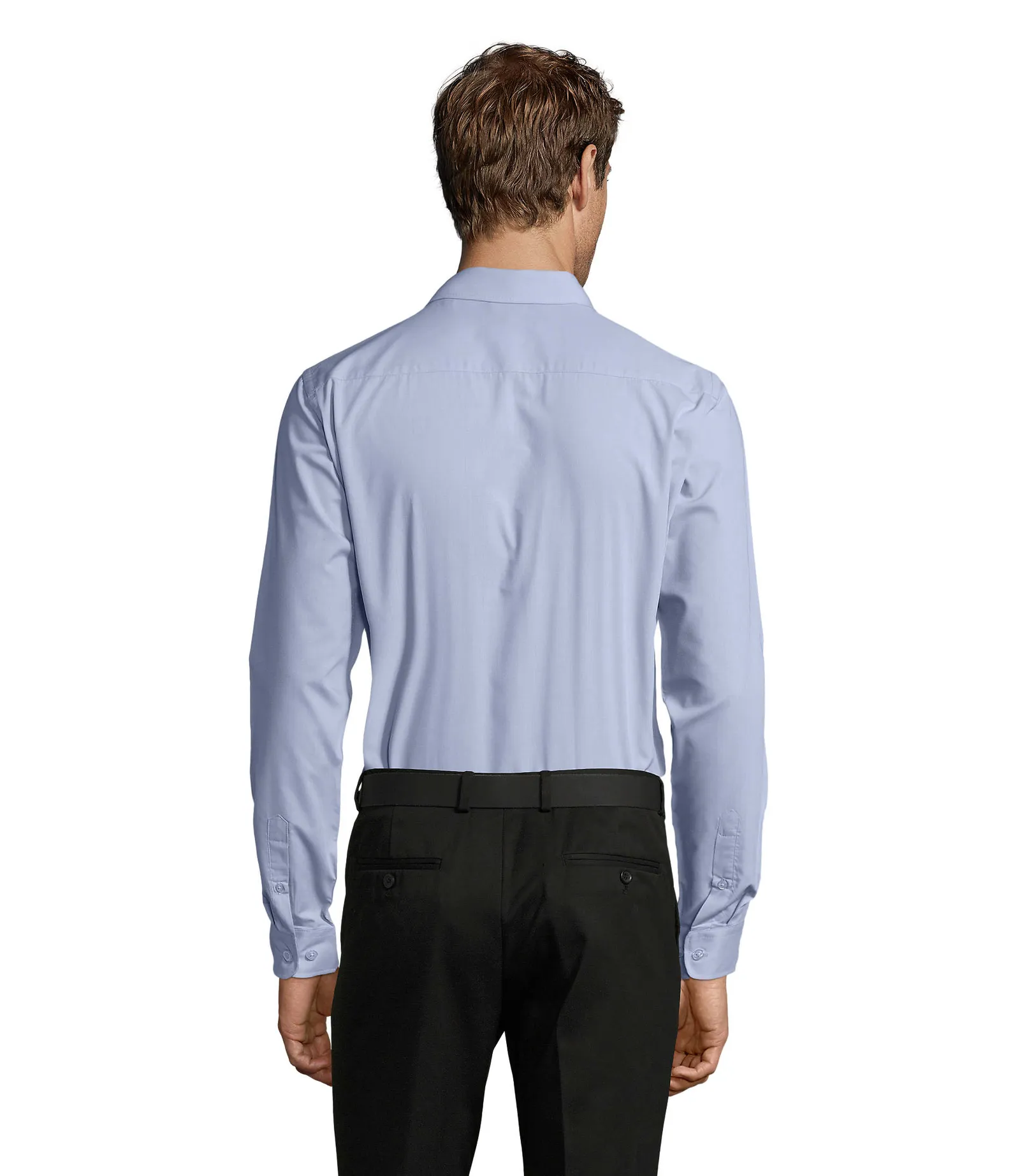 Camicia manica lunga SOL'S Baltimore Fit, Sky blue, su modello, retro