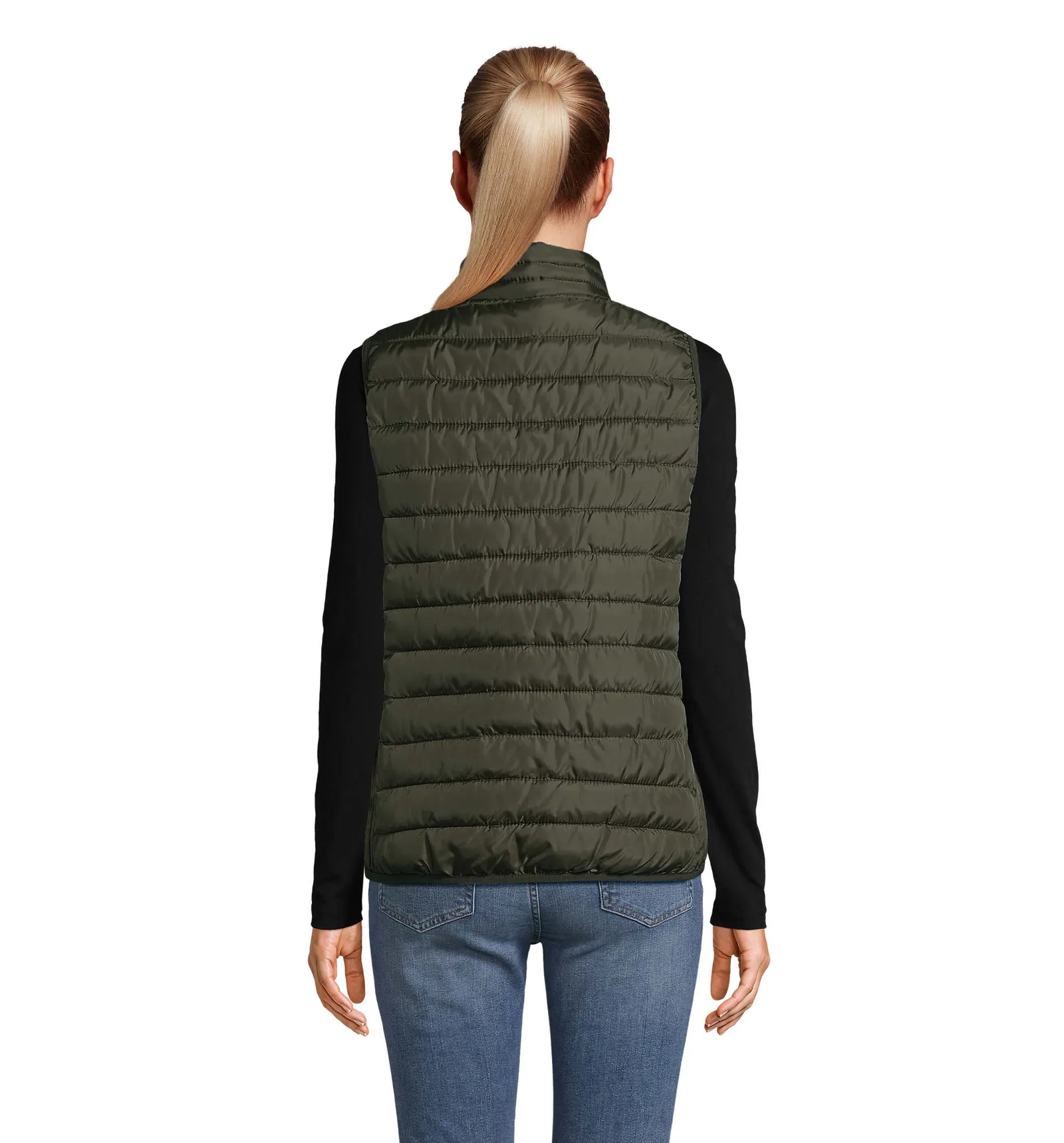 Gilet SOL'S Stream BW Women, Army, su modello, retro