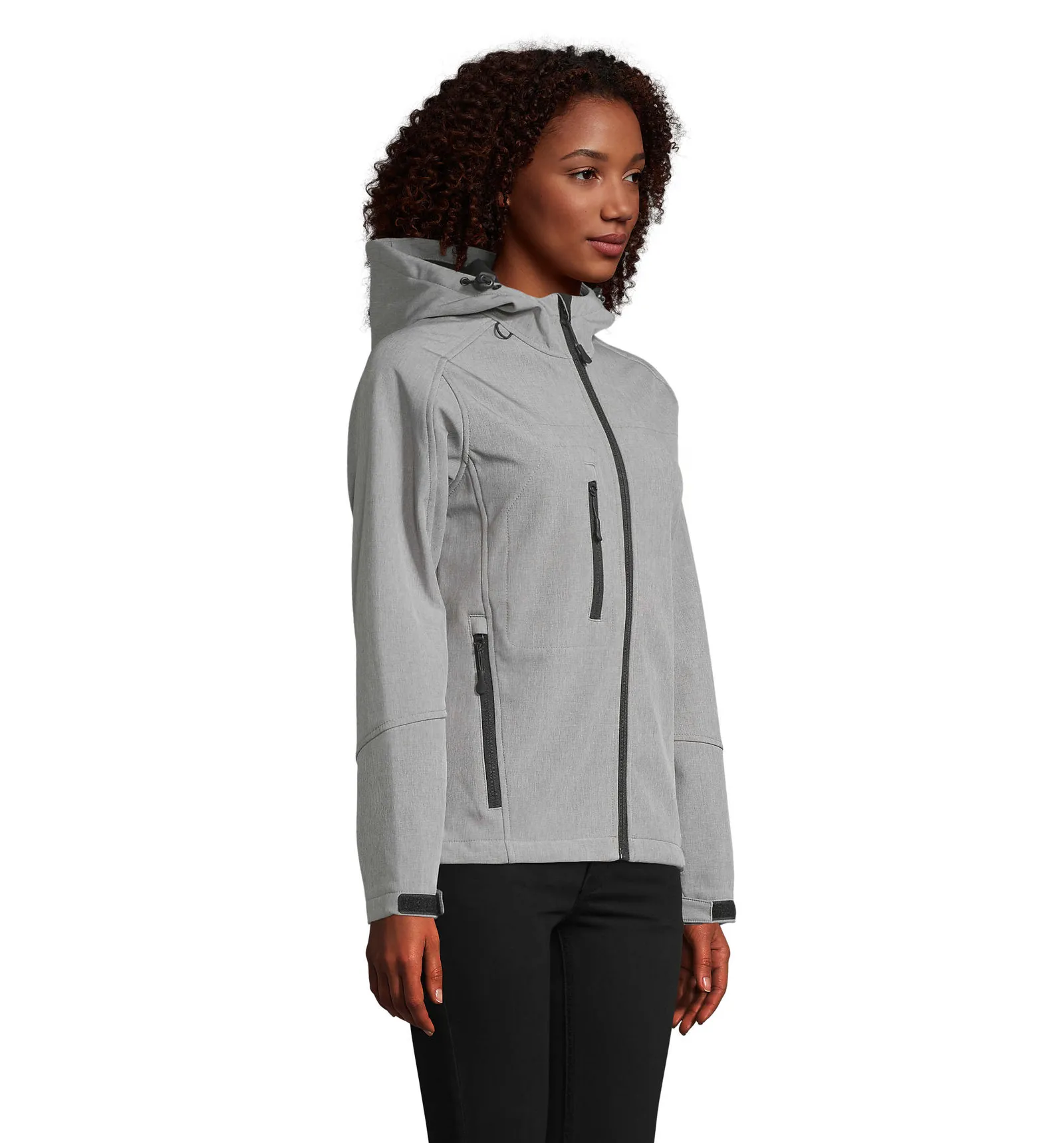 Softshell SOL'S Replay Women, Grey melange, su modello, lato