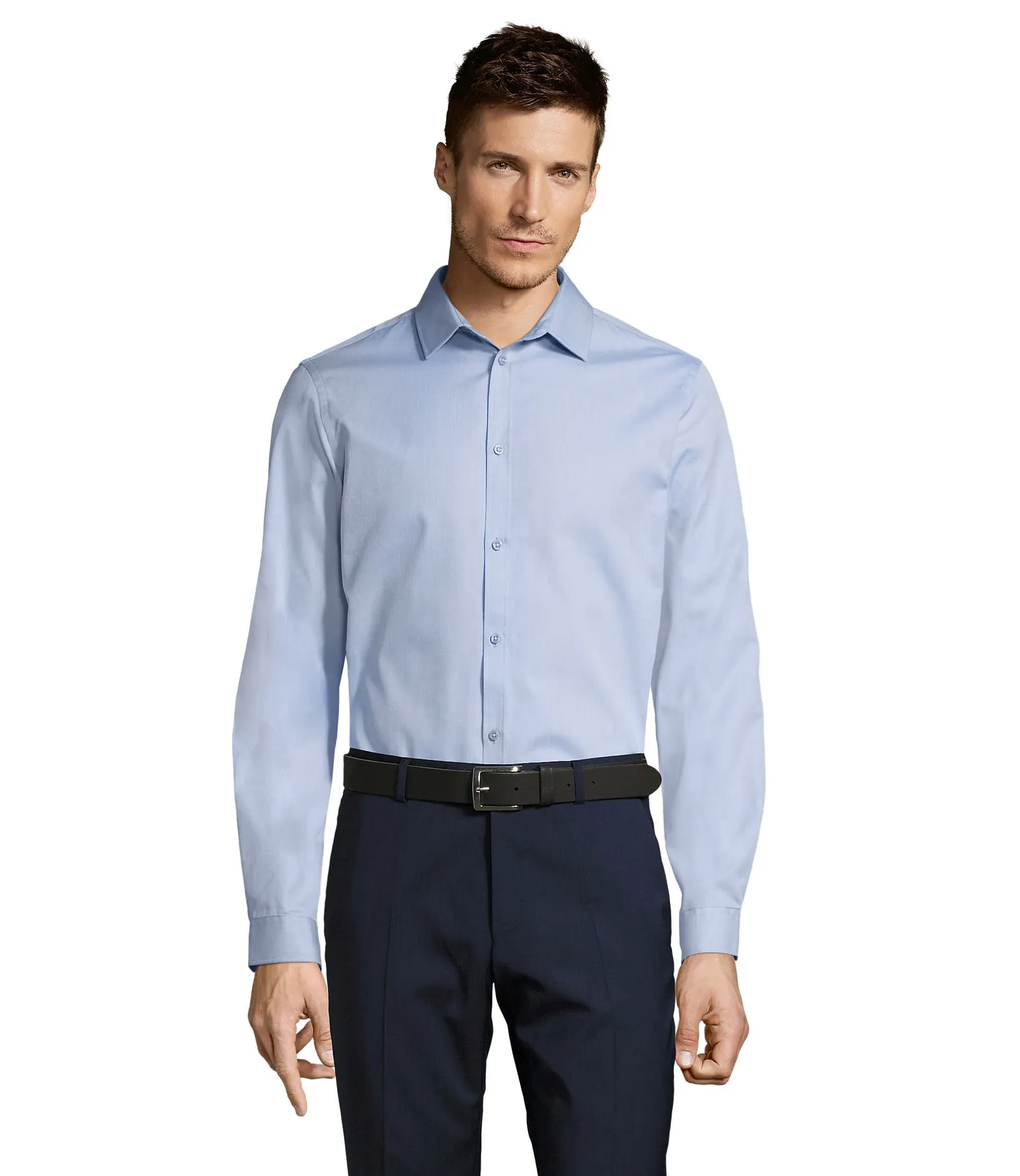 Camicia manica lunga SOL'S Brody Men, Sky blue, su modello, fronte