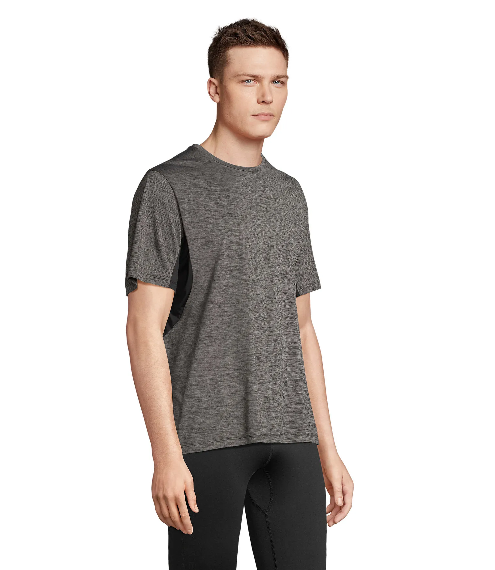 T-shirt tecnica SOL'S Storm, Mel black/black, su modello, lato
