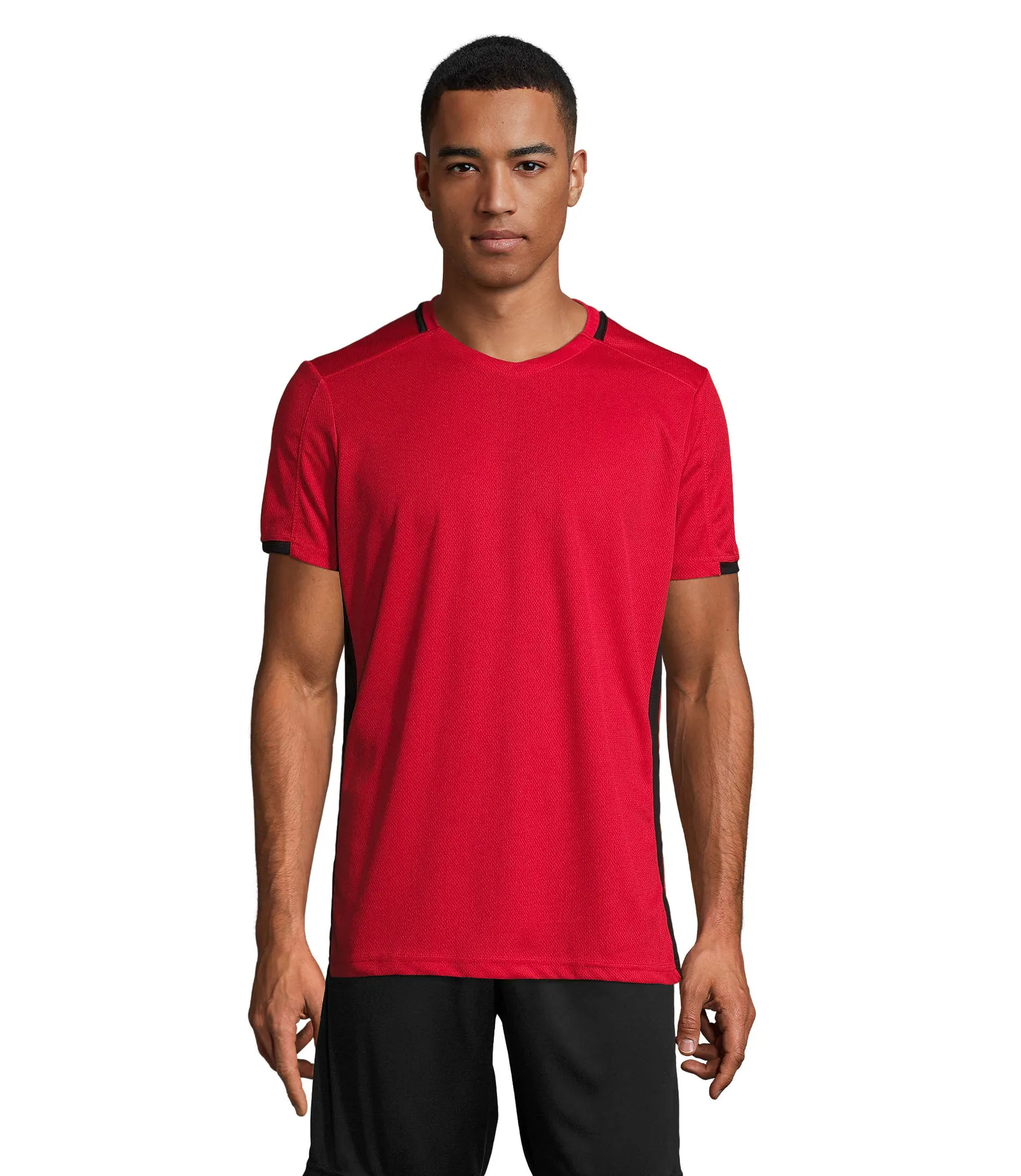 T-shirt tecnica SOL'S Classico, Red/black, su modello, fronte