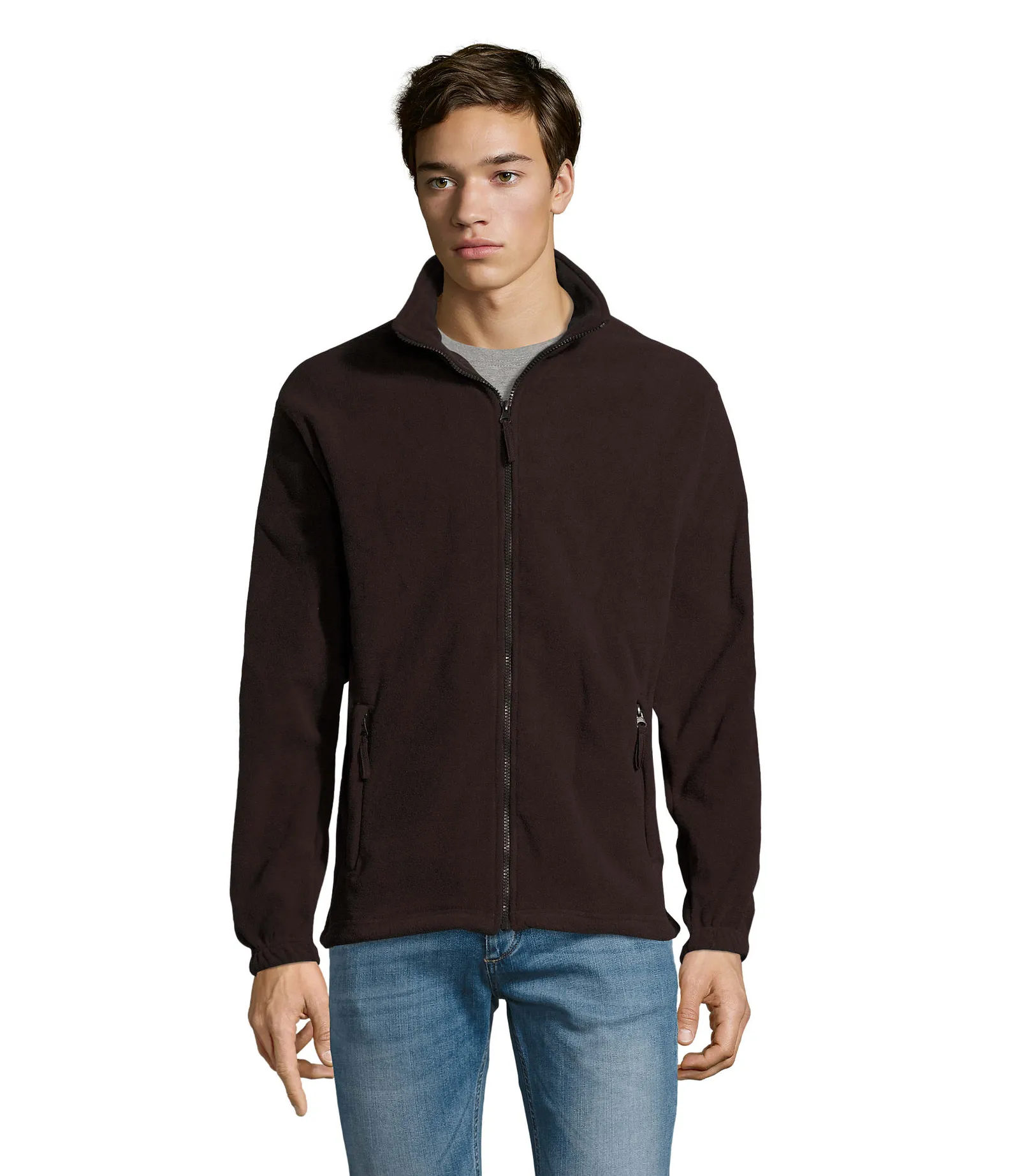 Pile SOL'S North, Dark chocolate, su modello, fronte